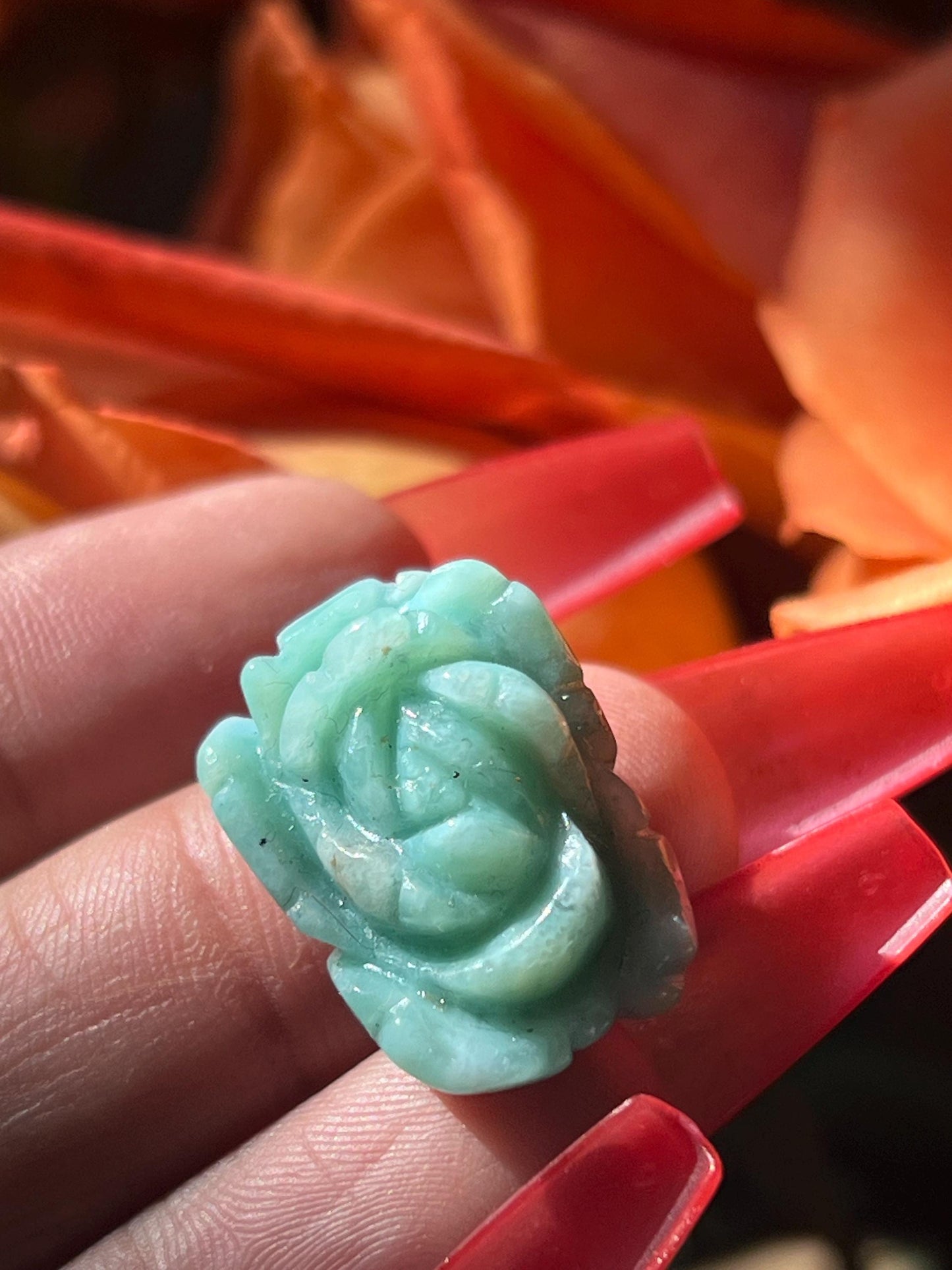 Precious Larimar Flower, Larimar Charm, Larimar Flower, Larimar Cab, Larimar stone cabs, Crystal Gifts, Spiritual Gifts, Crystal Jewelry