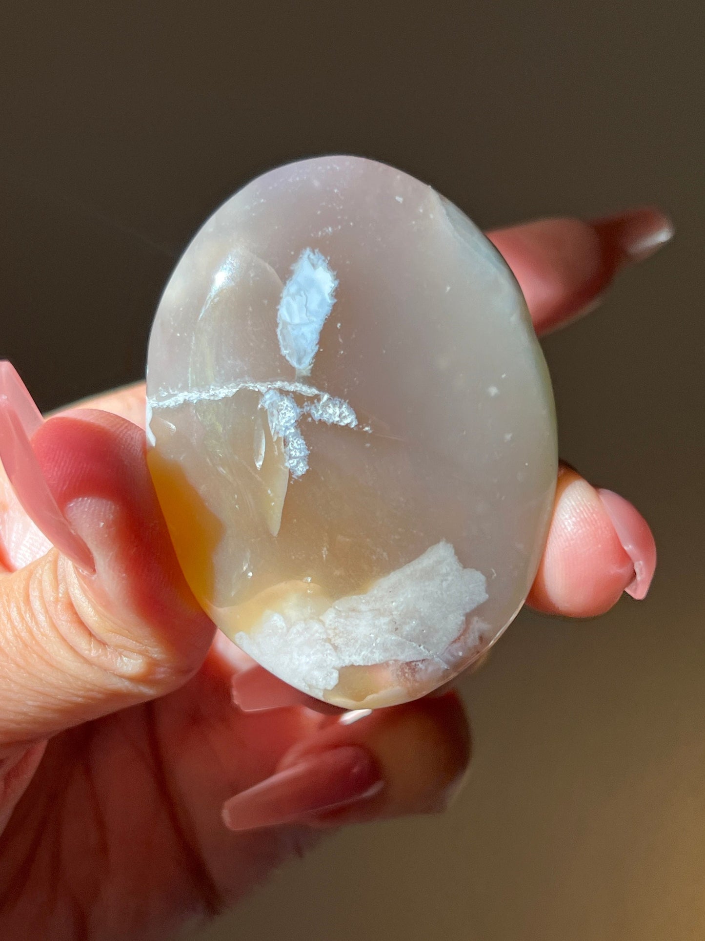 Green flower agate palm, Green Flower Agate, Sakura Agate, Cherry Blossom Agate, Heart Crystals, Crystal Gifts, Metaphysical Gifts