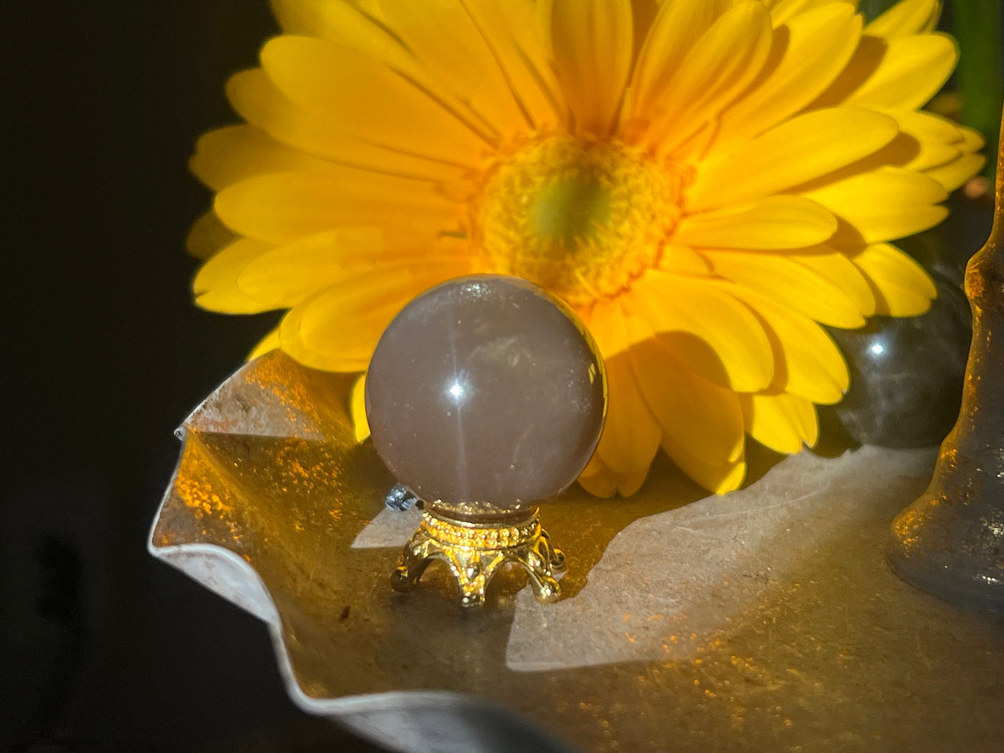 Sunstone Mini Sphere With Crown Holder, Translucent Peach Moonstone, Sunstone, Flashy Black Moonstone, Gemmy high quality moonstone, MINI