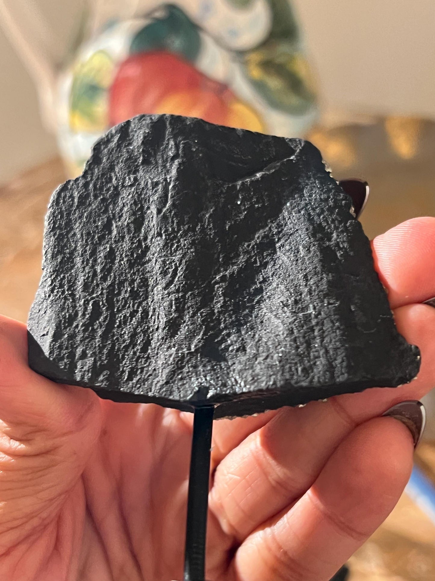 Shungite with Pyrite On Stand, Natural Shungite, Shungite with Pyrite, Raw Shungite, Crystal Gifts, Metaphysical Gifts, Spiritual Decor