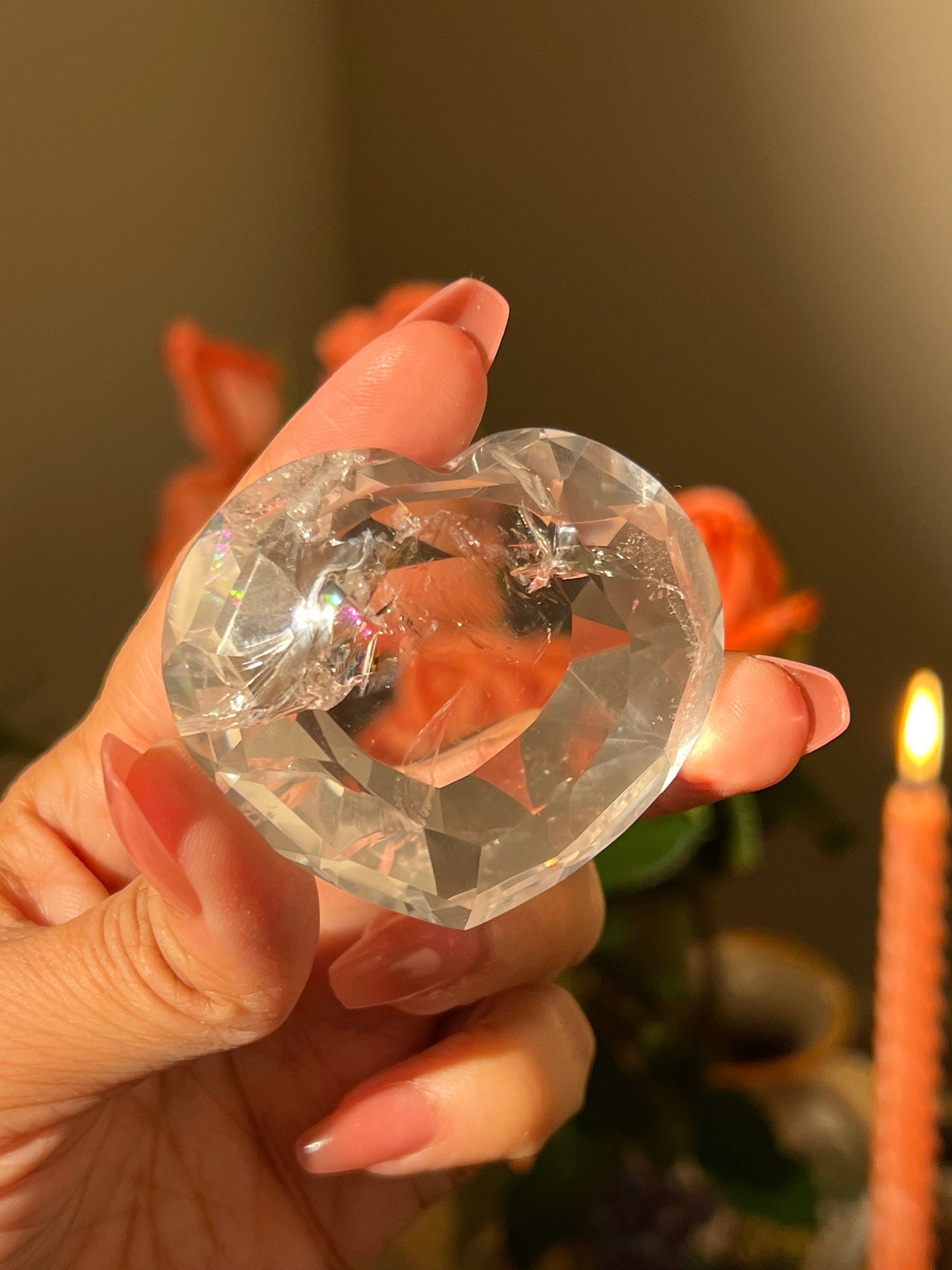 Gem Grade Quartz Heart, Faceted Heart From Brazil, Highest Quality Clear Quartz, Crystal Heart, Gift For Her, High Grade Gemstone,
