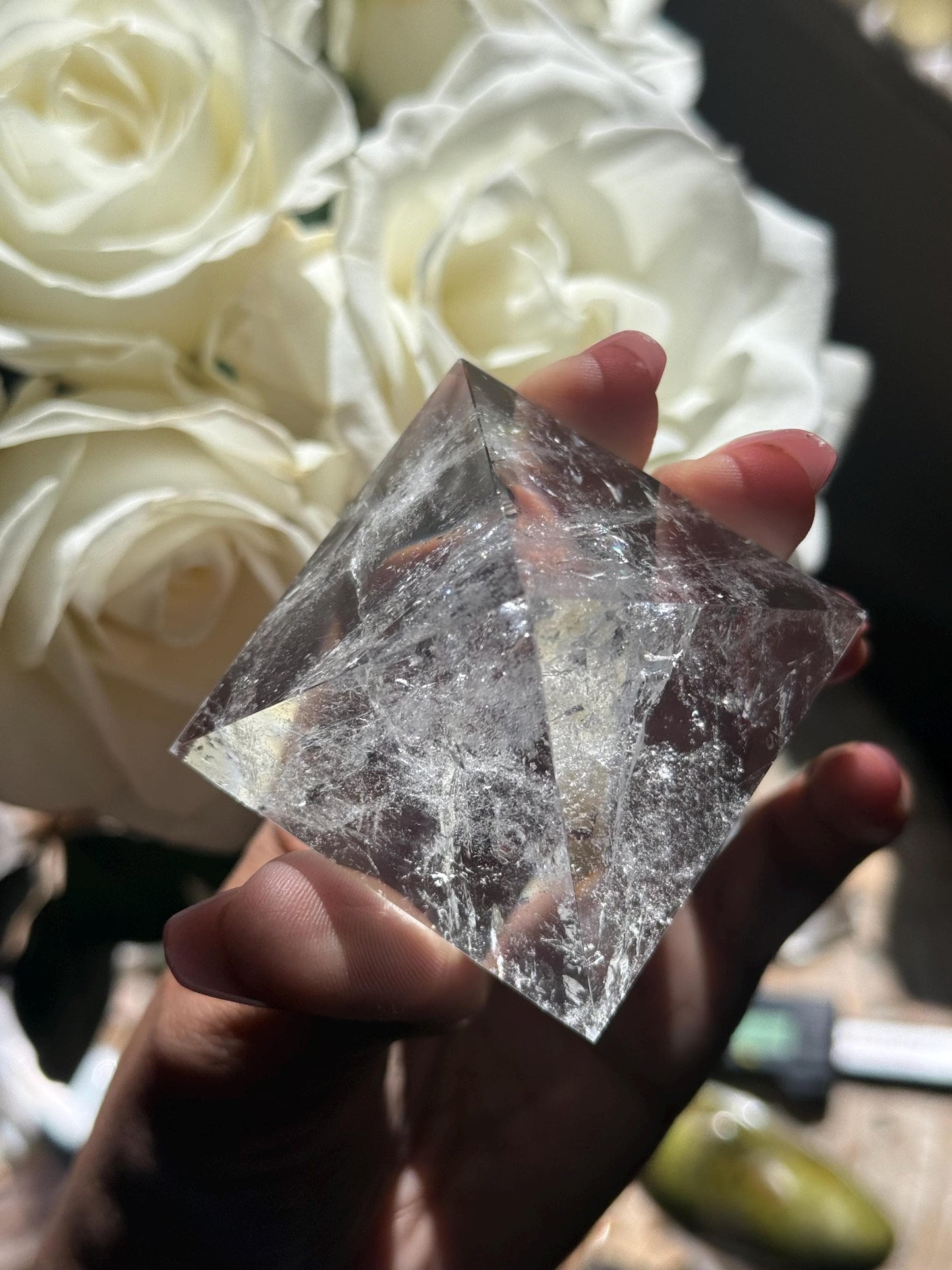 Natural Clear Quartz Pyramid, Rainbow Clear Quartz, Spiritual Home Decoration, Egyptian Pyramid Decoration, High Frequency Quartz, Pyramid