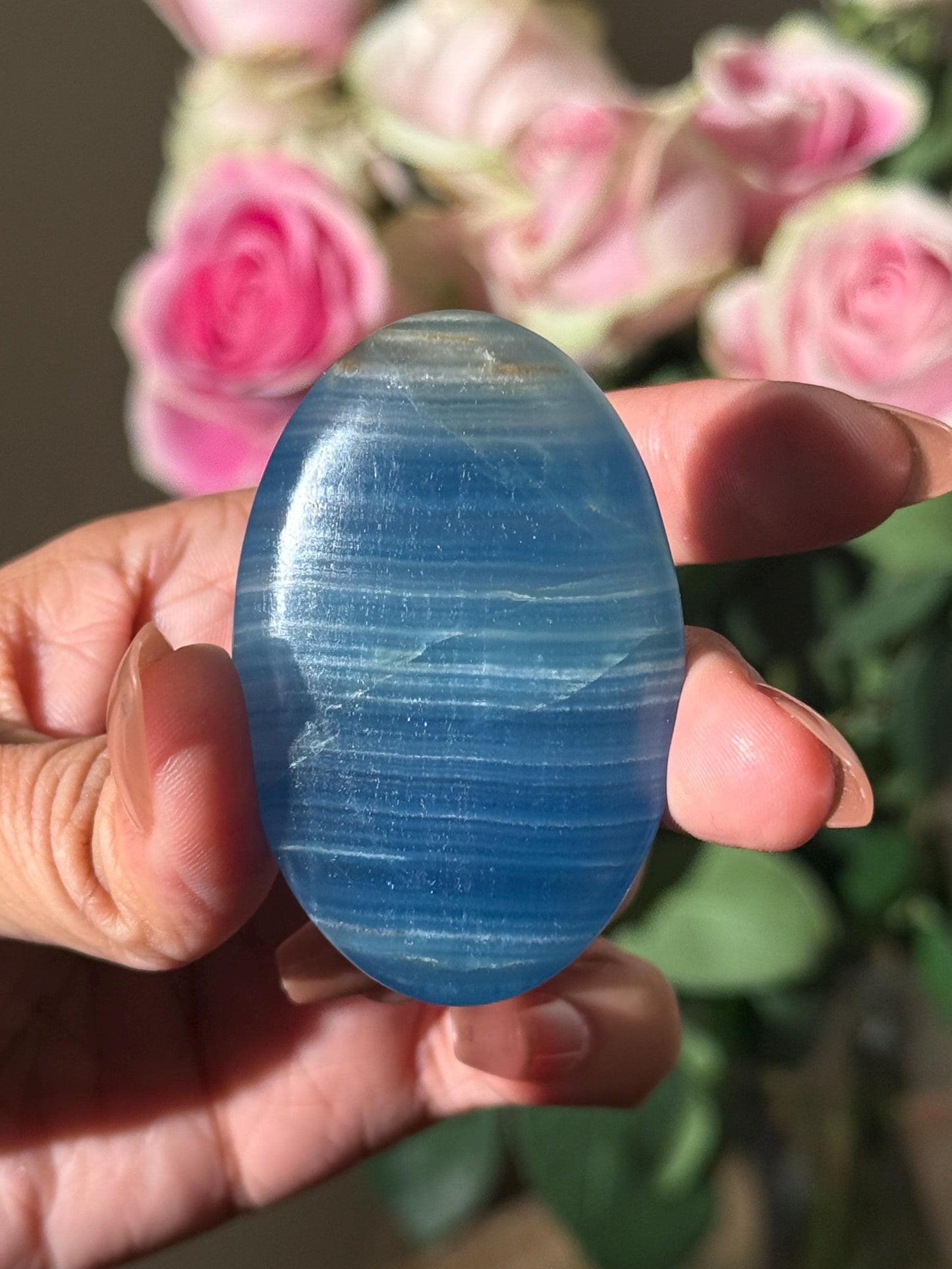 Blue Onyx Palmstone, Lemurian Aquatine, Crystal, Aquarine Palmstone, Metaphysical Gifts, Valentines day Gift, Crystal Gifts, MINI