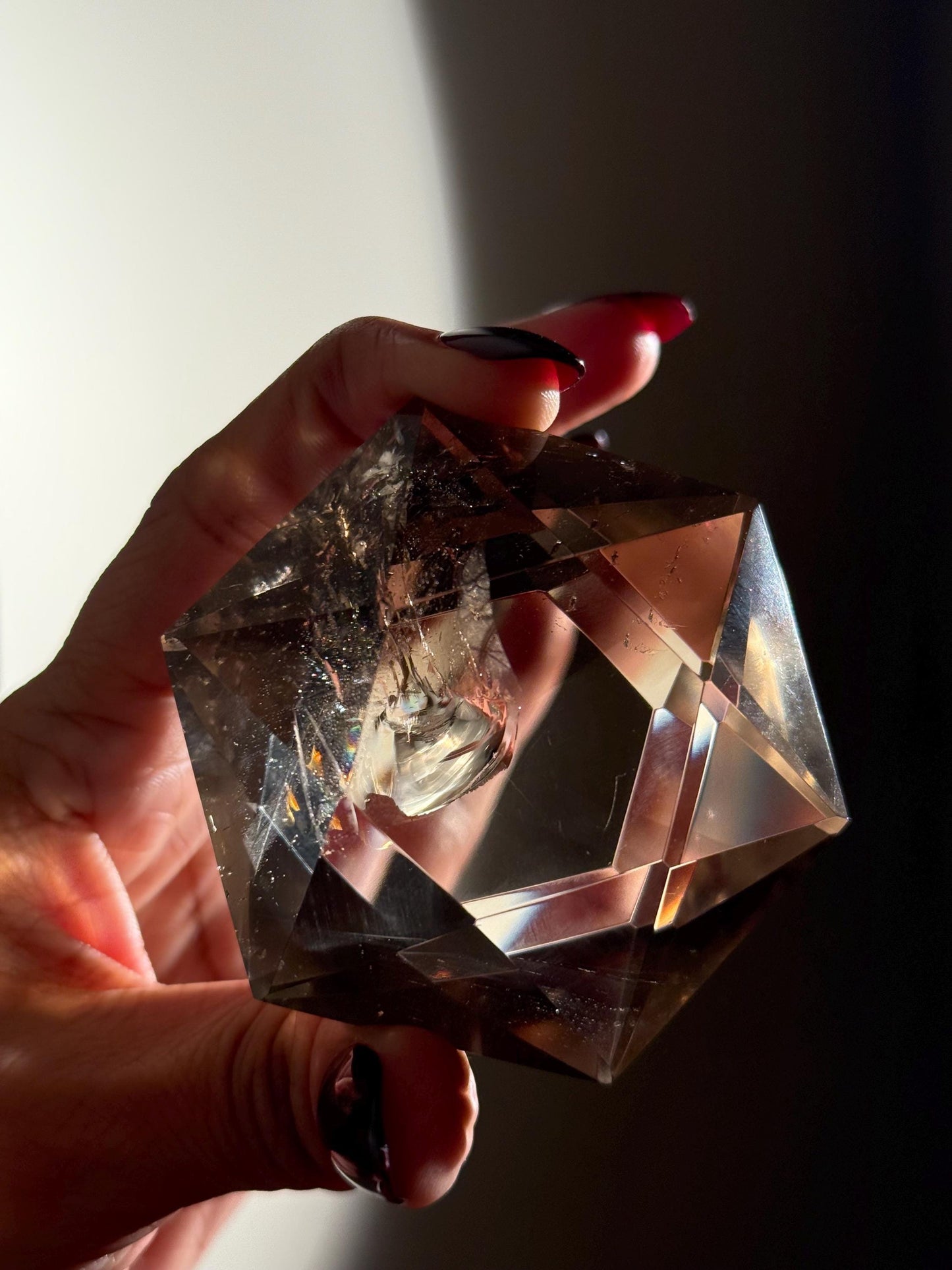 Crystal Hexagon Faceted Quartz, Star Of David Quartz, Faceted Smoky Quartz, Merkaba Quartz, Metaphysical Gifts, Crystal Gifts