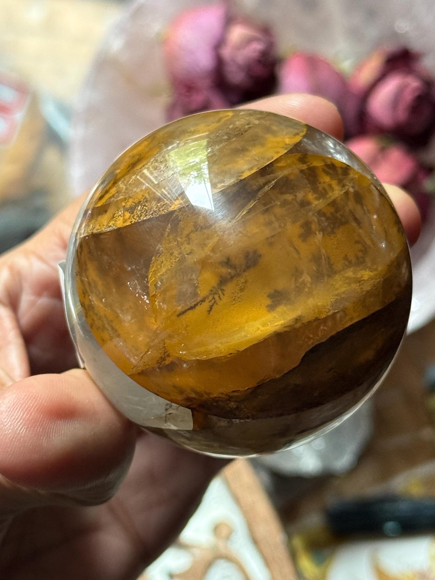 Dendritic Quartz Sphere, Girasol Quartz With Dendrites, Dendritic, Giralsol sphere Healing Crystals, Crystals, Metaphysical Crystals