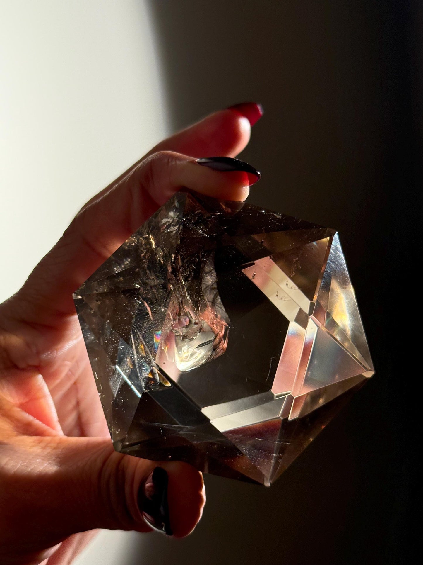 Crystal Hexagon Faceted Quartz, Star Of David Quartz, Faceted Smoky Quartz, Merkaba Quartz, Metaphysical Gifts, Crystal Gifts