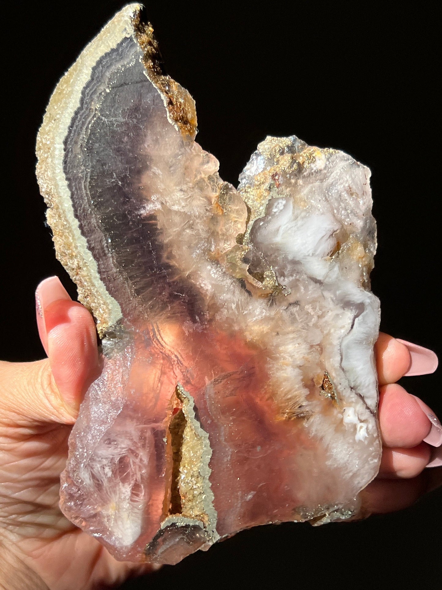 Small Fluorite slab with, Pyrite & Barite Slab, Fluorite slab, Crystal slabs, lavender fluorite, Crystal Gifts, Lavender Fluorite, SMALL