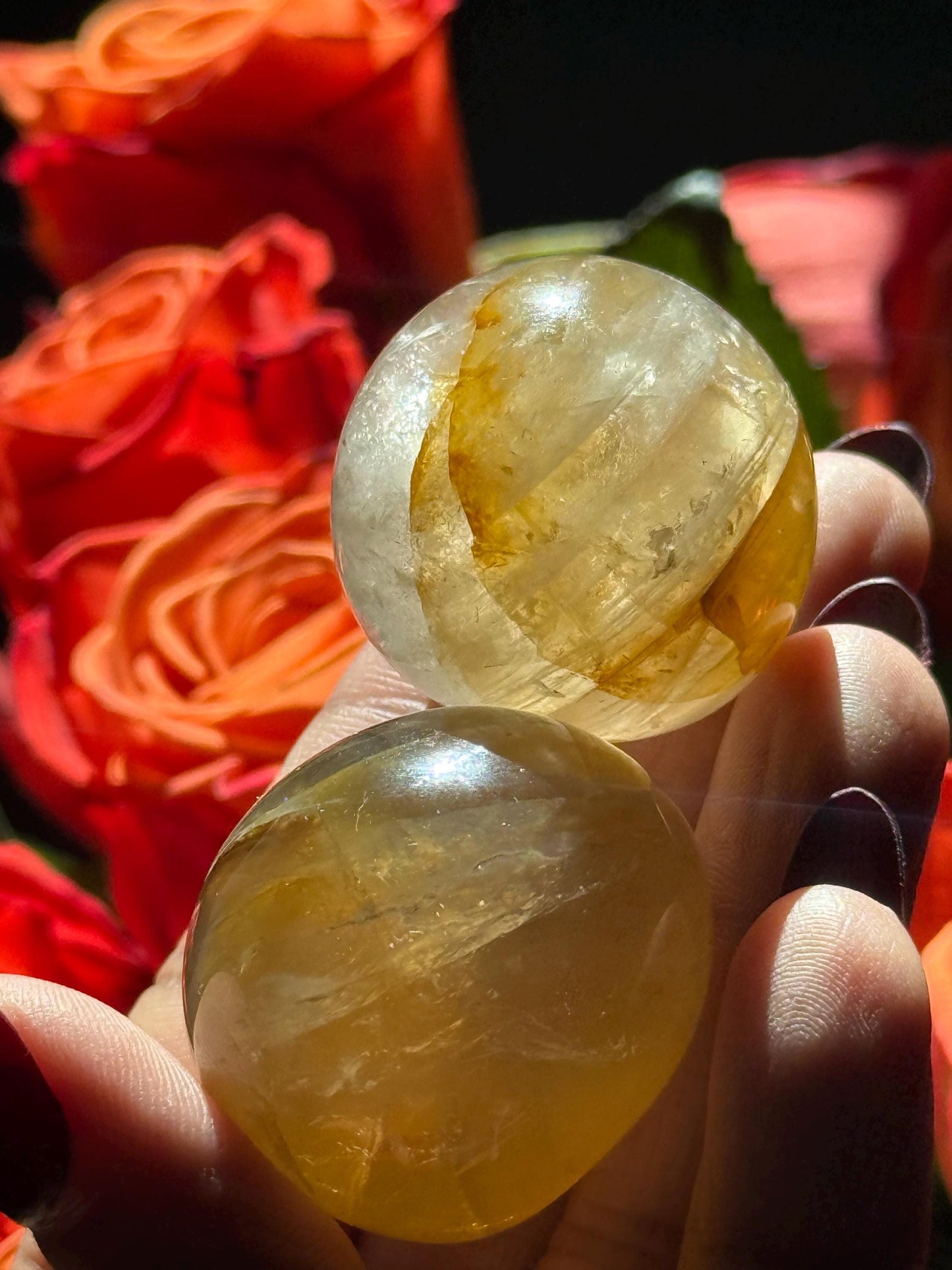 3 Golden Healer Tumbles, Yellow Hematoid Quartz, Golden Healer Star Flash, Crystal Tumbles, Healing Crystals, Crystal Wholesale,