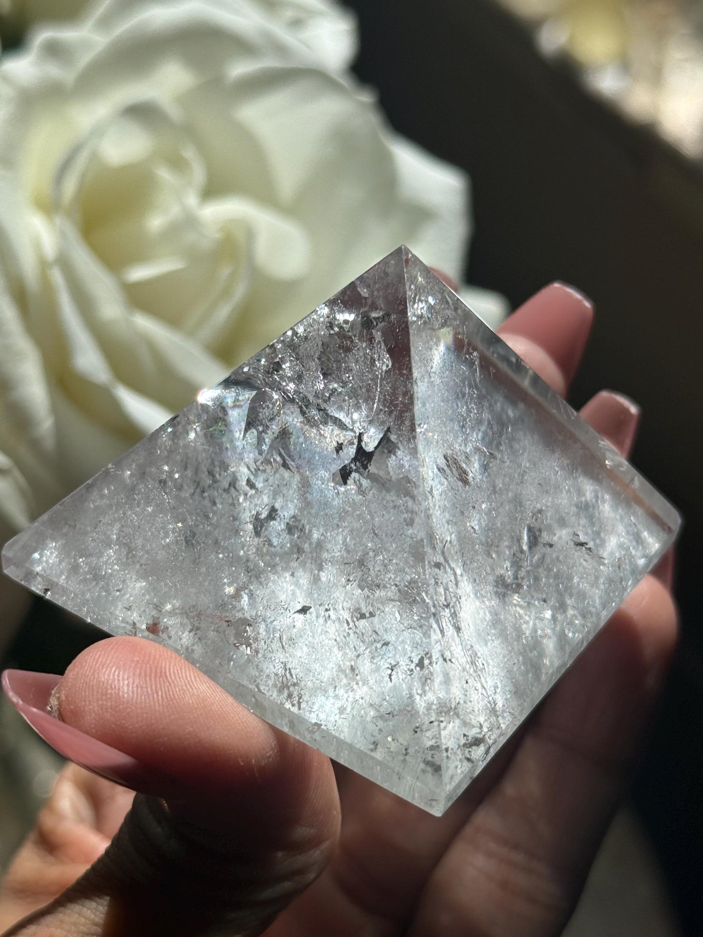 Natural Clear Quartz Pyramid, Rainbow Clear Quartz, Spiritual Home Decoration, Egyptian Pyramid Decoration, High Frequency Quartz, Pyramid