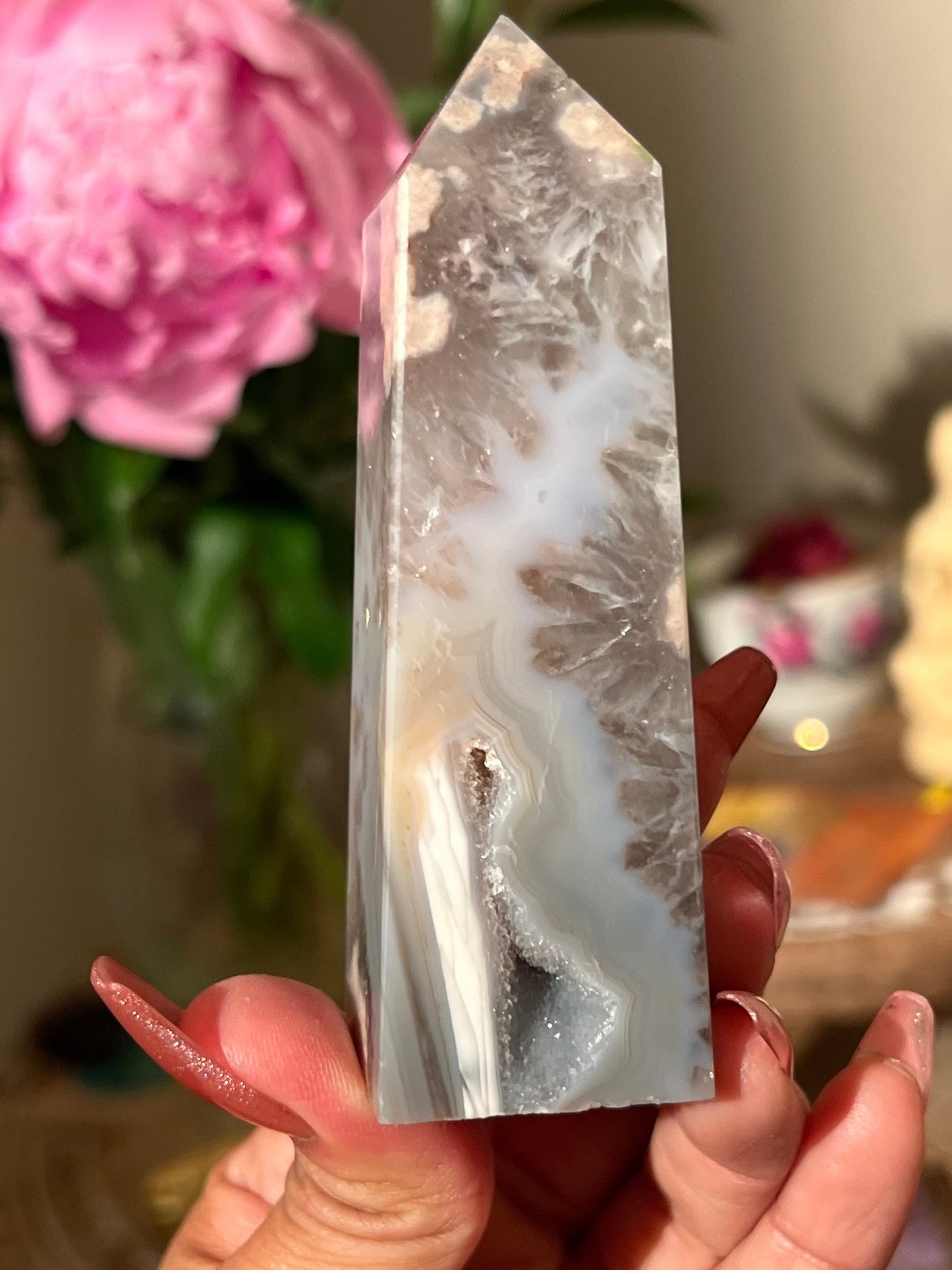 Flower Agate With Green Quartz, Flower agate, Green Quartz Flower Agate, Black Flower Agate, Green Flower Agate, Prasiolite and Flower Agate