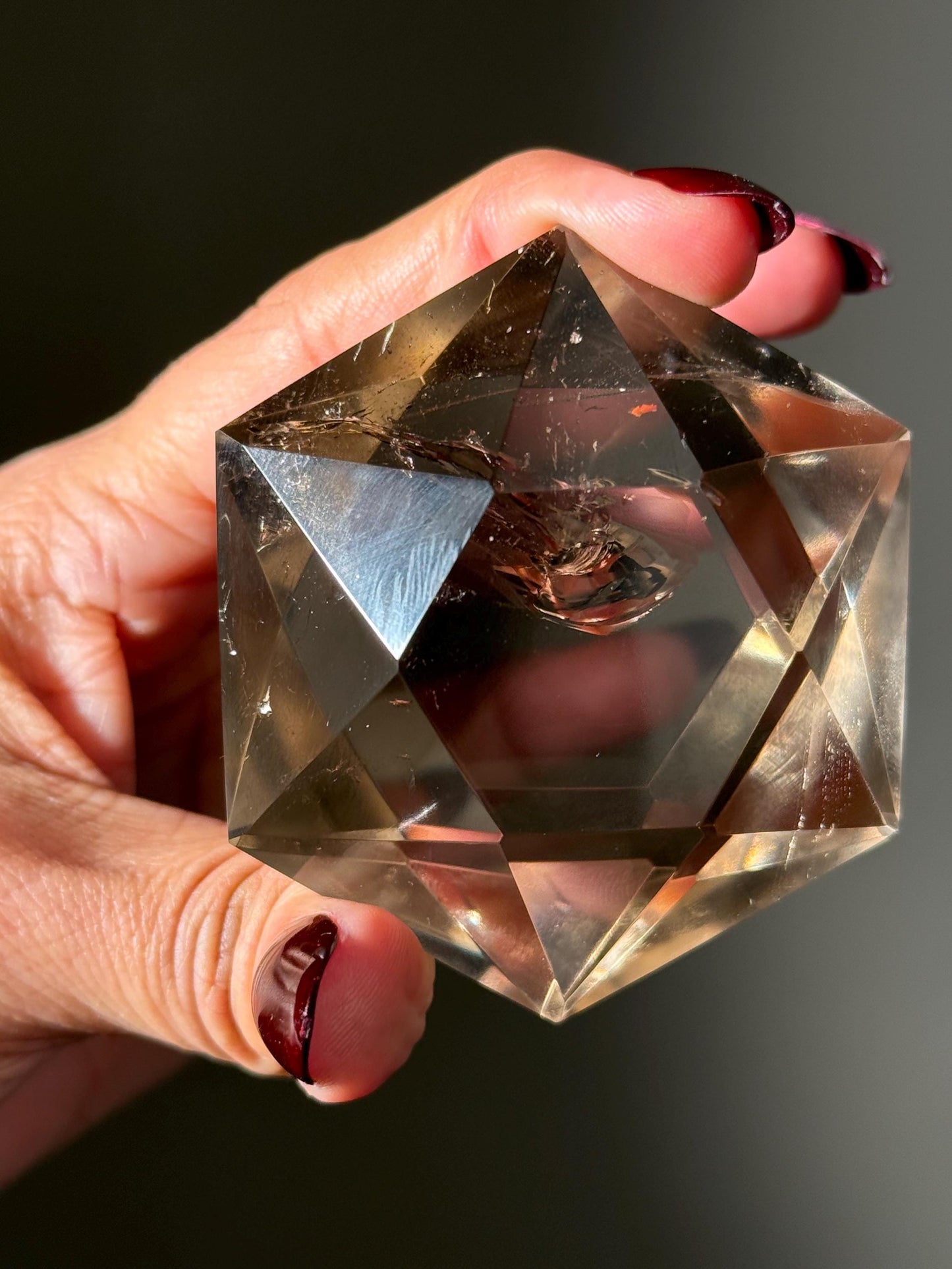 Crystal Hexagon Faceted Quartz, Star Of David Quartz, Faceted Smoky Quartz, Merkaba Quartz, Metaphysical Gifts, Crystal Gifts