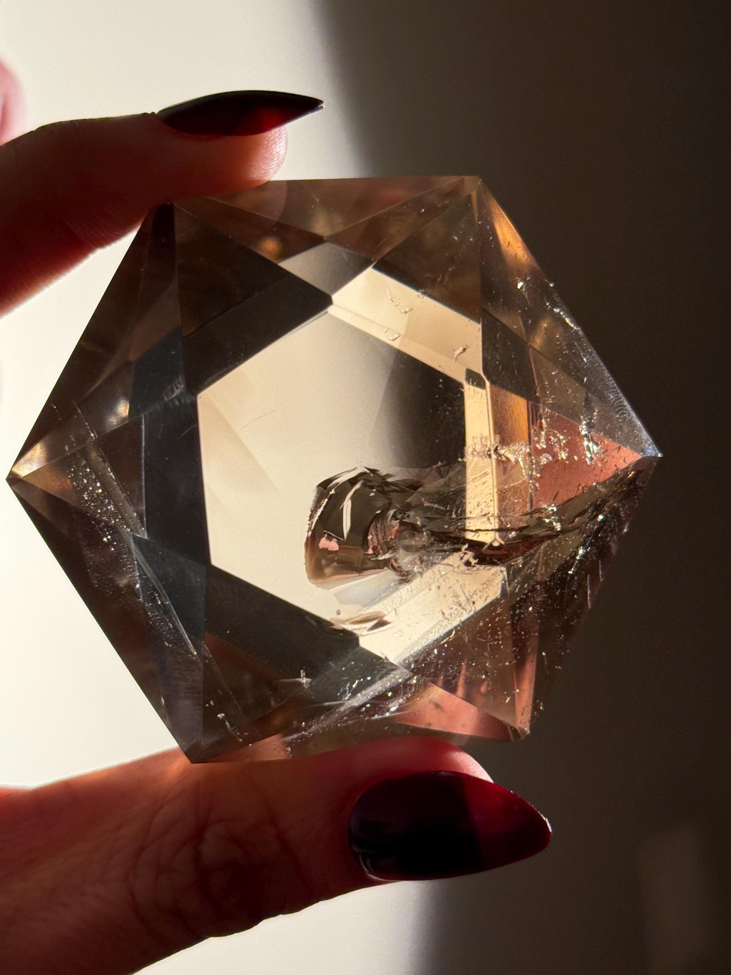 Crystal Hexagon Faceted Quartz, Star Of David Quartz, Faceted Smoky Quartz, Merkaba Quartz, Metaphysical Gifts, Crystal Gifts