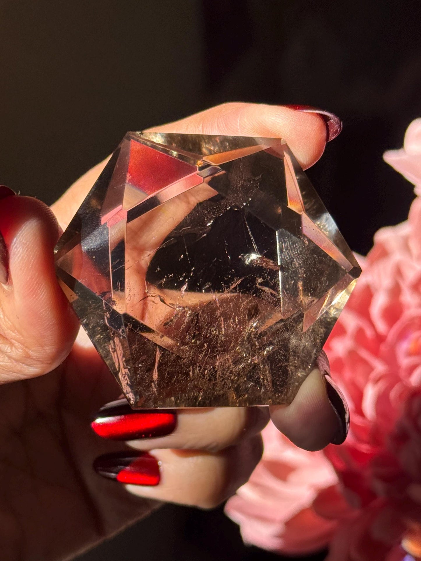 Crystal Hexagon Faceted Quartz, Star Of David Quartz, Faceted Smoky Quartz, Merkaba Quartz, Metaphysical Gifts, Crystal Gifts