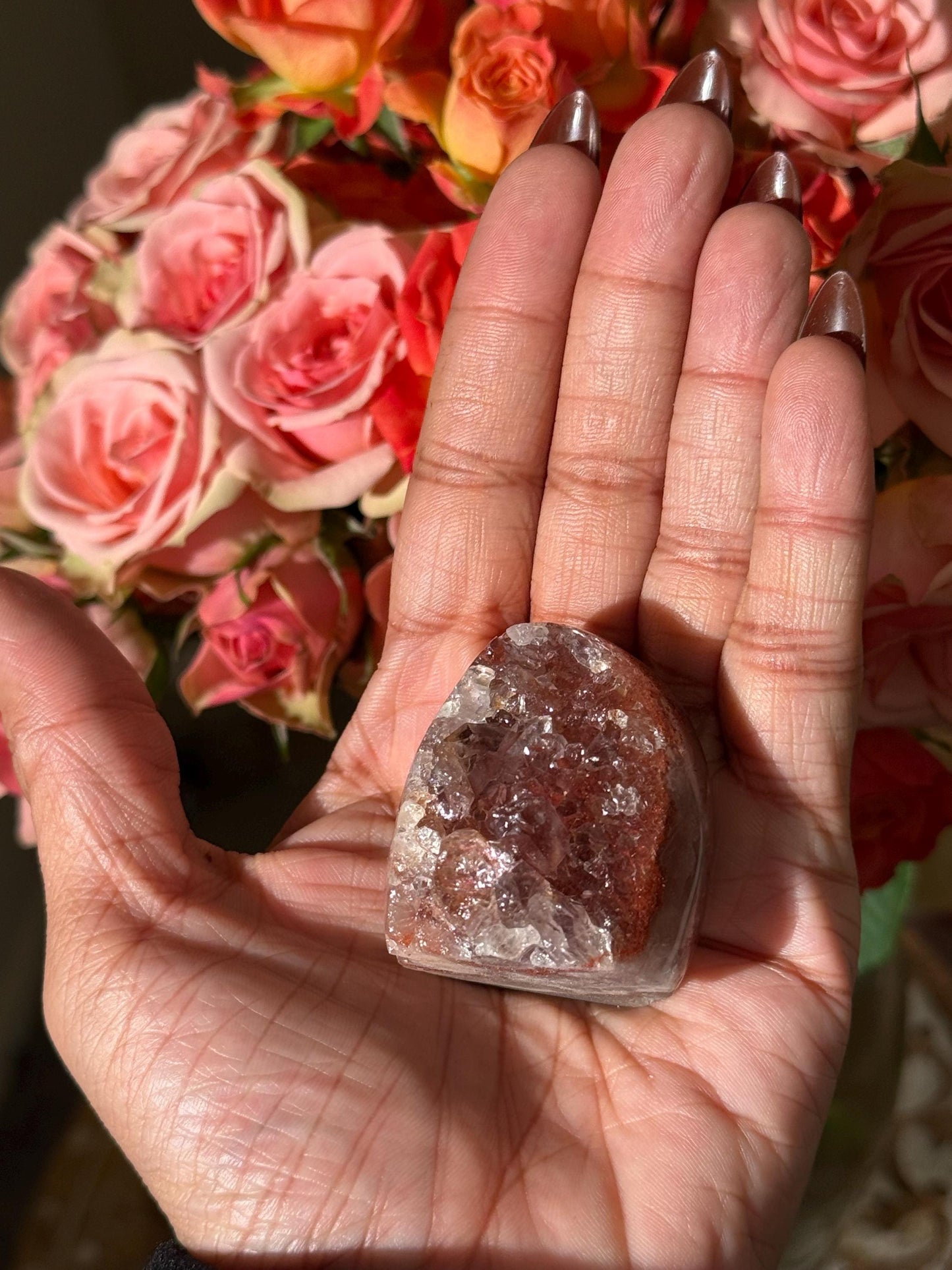 Mini Red Rainbow Amethyst, Galaxy Amethyst, Pink Amethyst, Amethyst Geode Cut base, Crystals, Crystal Gift, Crystal MINIS