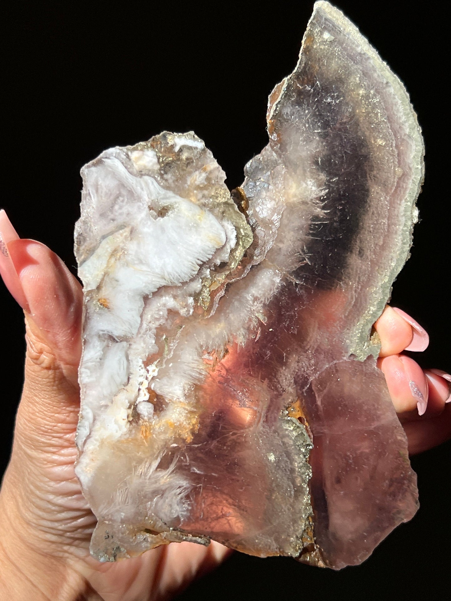 Small Fluorite slab with, Pyrite & Barite Slab, Fluorite slab, Crystal slabs, lavender fluorite, Crystal Gifts, Lavender Fluorite, SMALL