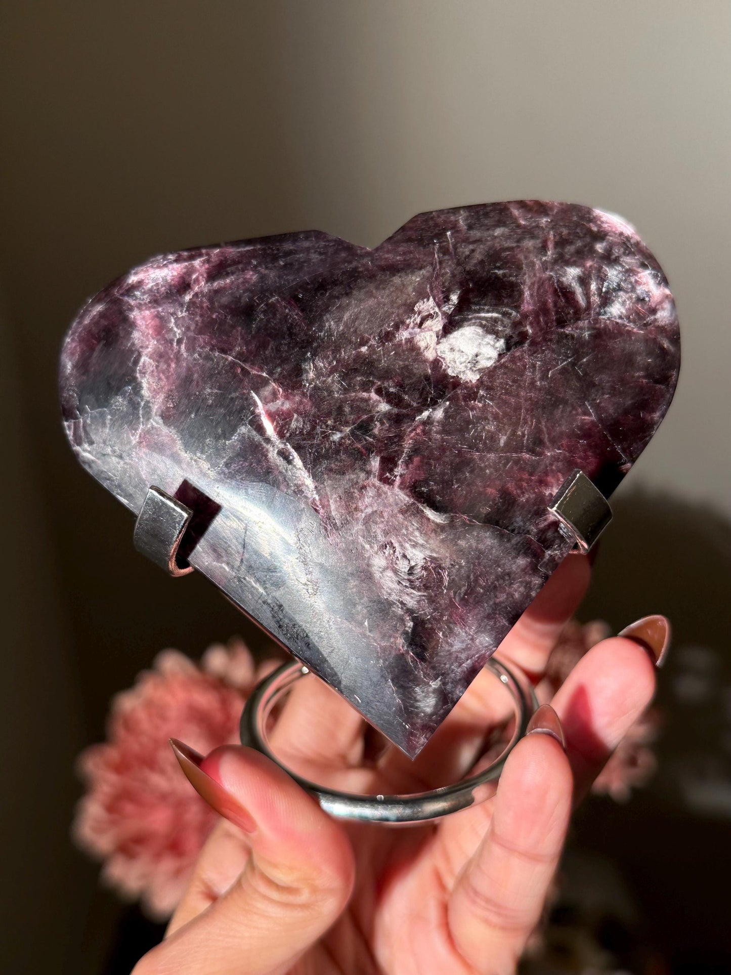 Large Flashy Mica Heart, Mica Heart, High Grade Lepidolite, Purple Mica, Gemmy Lepidolite, Crystal Hearts, Crystal Gifts