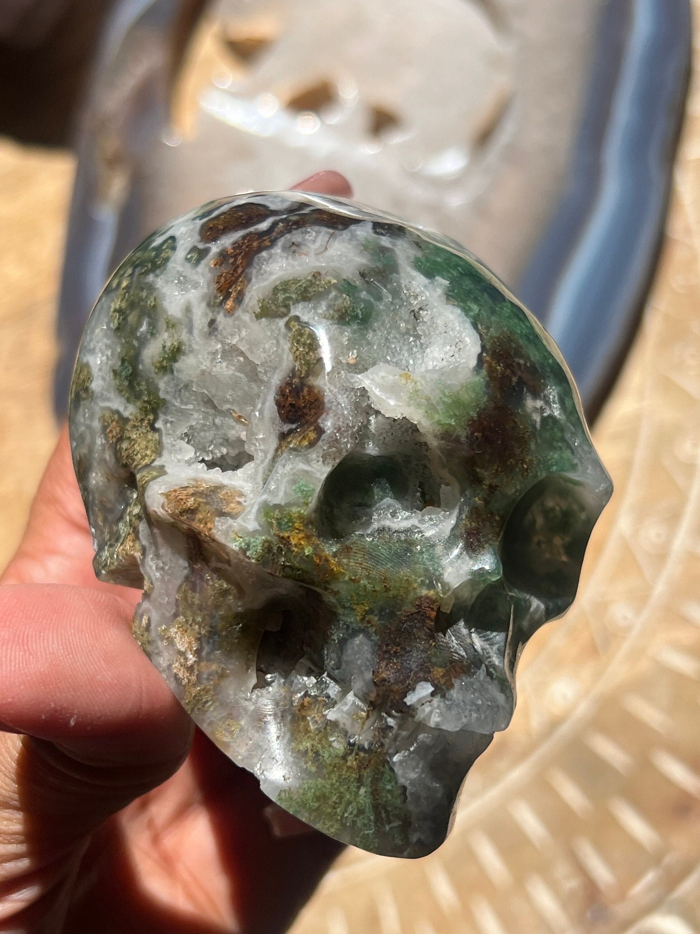 Moss Agate Skull, Druzy Moss Agate, Moss Agate Crystal, Crystal Gifts, Metaphysical Gifts, Witch Decoration, Crystal Skulls, SMALL