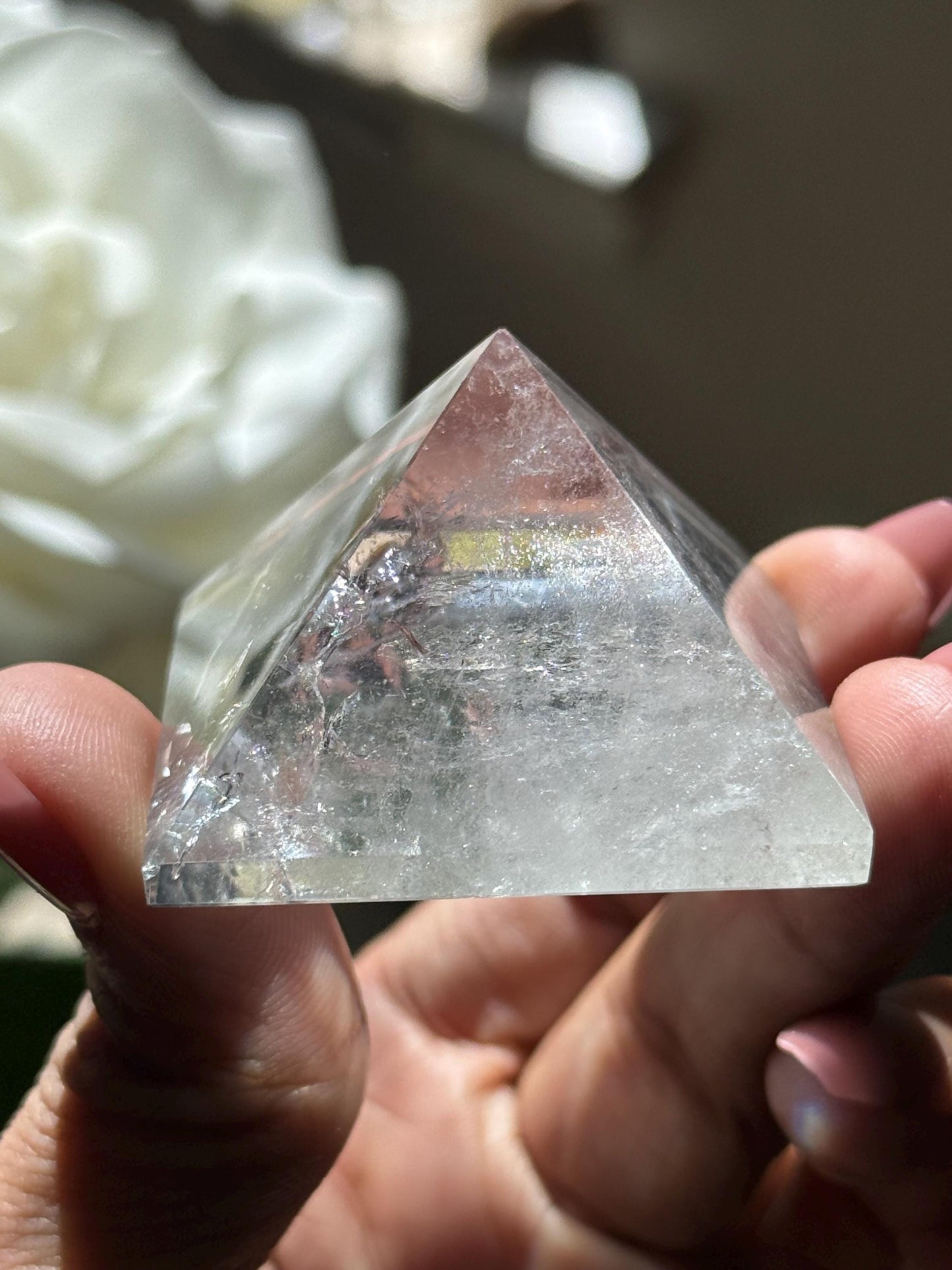Natural Clear Quartz Pyramid, Rainbow Clear Quartz, Spiritual Home Decoration, Egyptian Pyramid Decoration, High Frequency Quartz, Pyramid