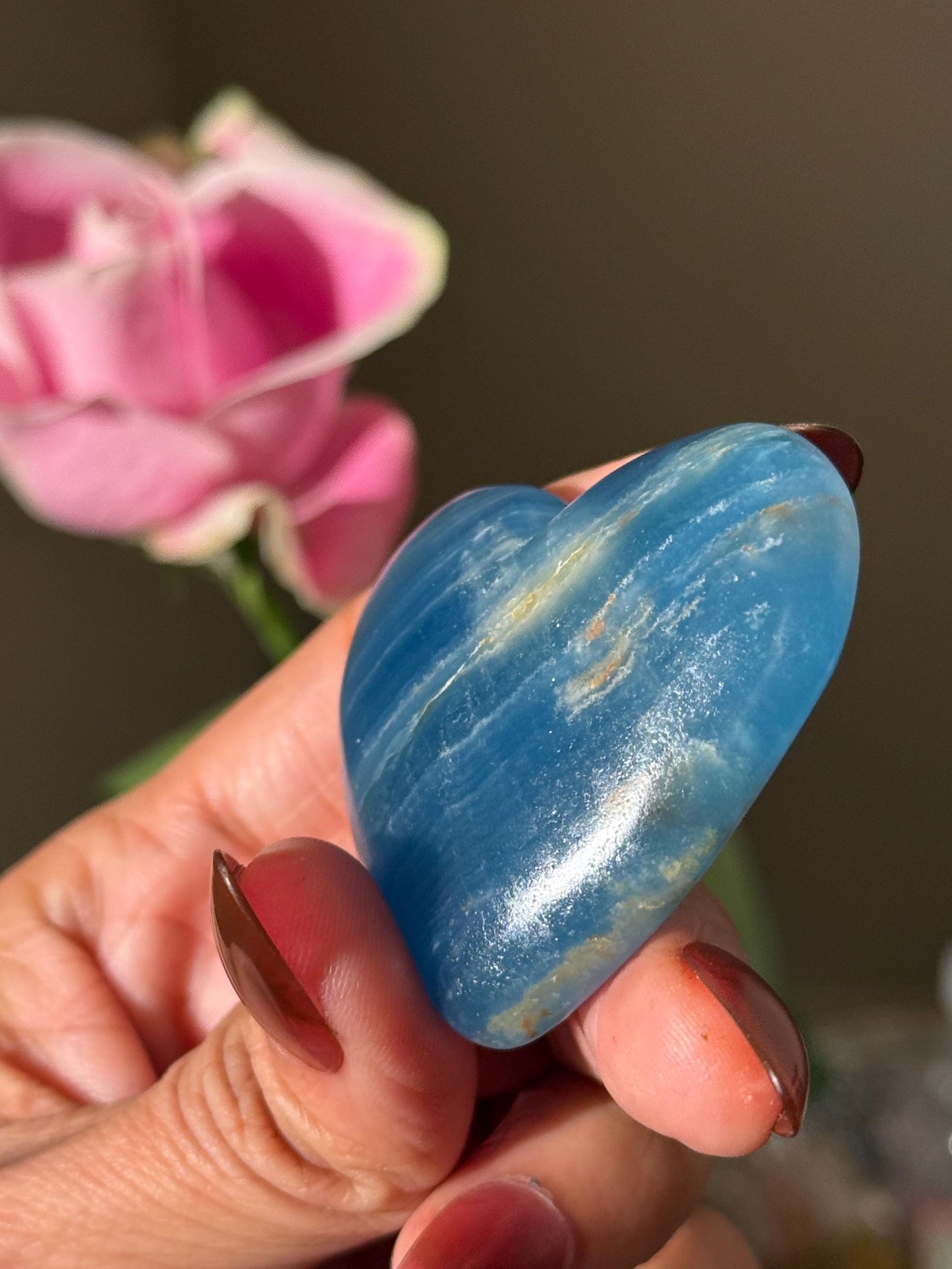Blue Onyx Heart, BLUE ONYX, Lemurian Aquatine Heart, Crystal Gifts, Metaphysical Gifts, Valentines day Gift, Crystal Hearts, MINI