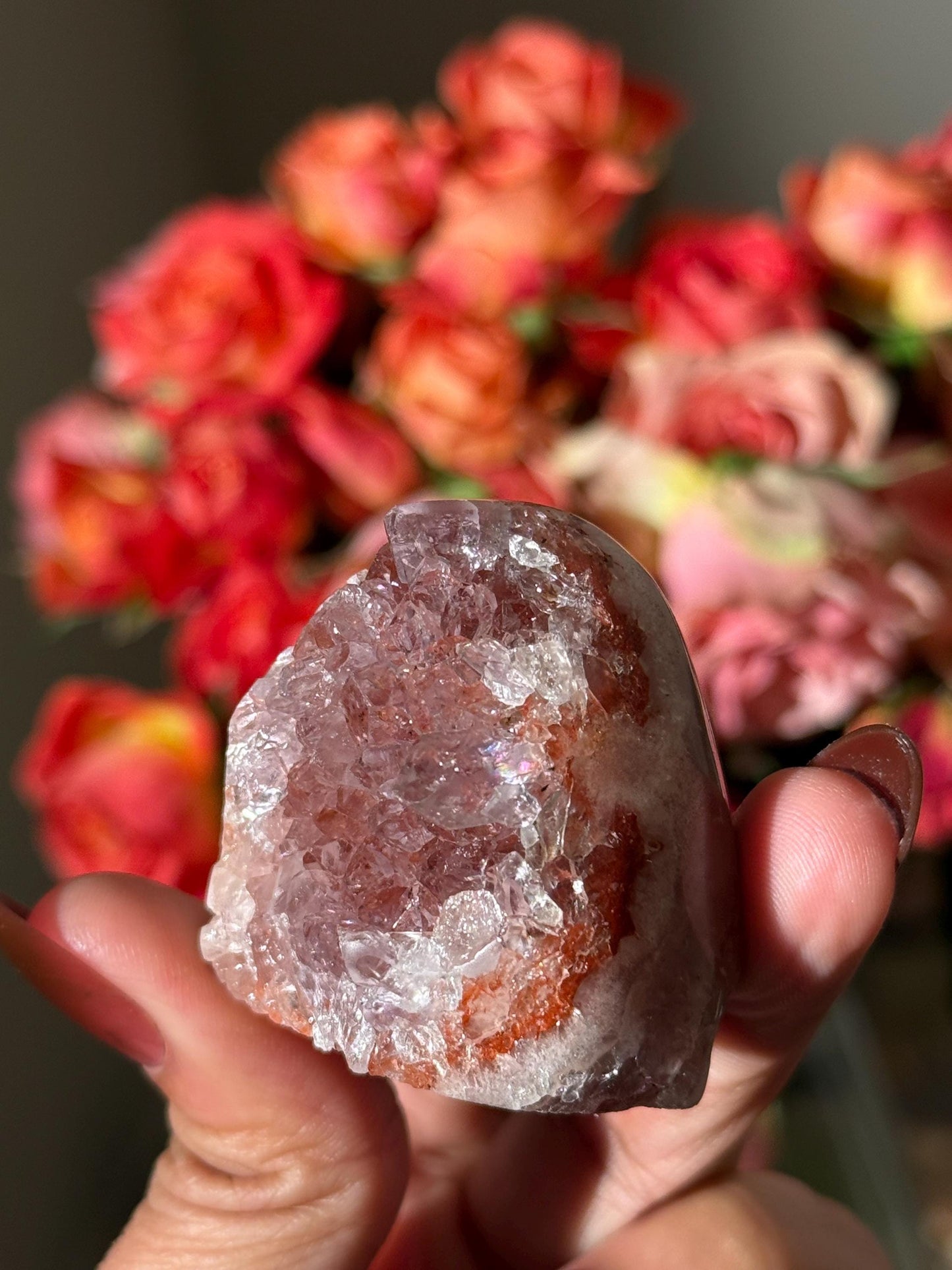 Mini Red Rainbow Amethyst, Galaxy Amethyst, Pink Amethyst, Amethyst Geode Cut base, Crystals, Crystal Gift, Crystal MINIS