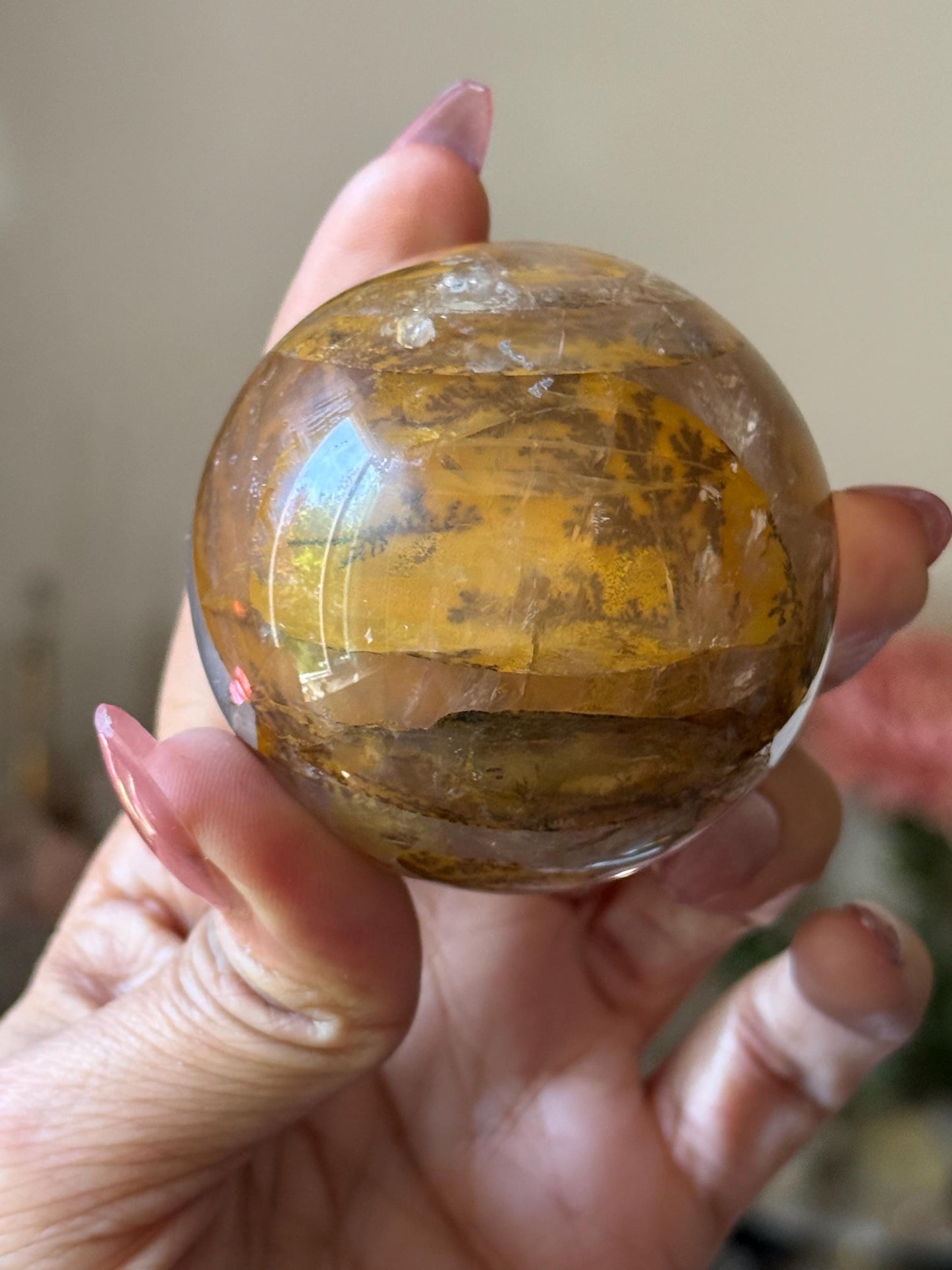 Dendritic Quartz Sphere, Girasol Quartz With Dendrites, Dendritic, Giralsol sphere Healing Crystals, Crystals, Metaphysical Crystals