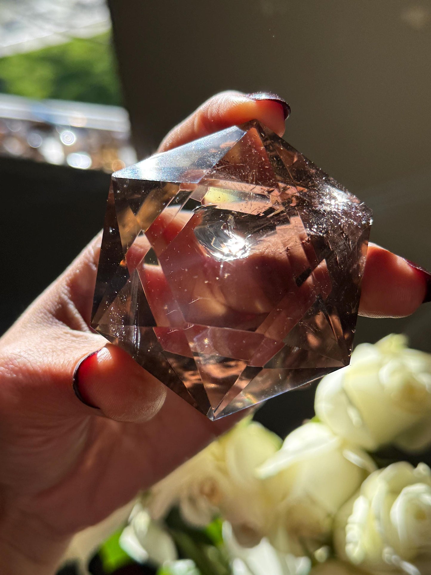 Crystal Hexagon Faceted Quartz, Star Of David Quartz, Faceted Smoky Quartz, Merkaba Quartz, Metaphysical Gifts, Crystal Gifts