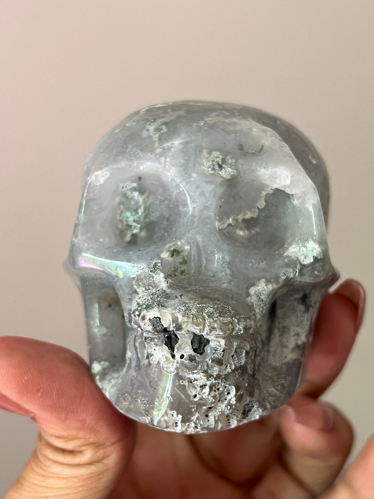 Moss Agate Skull, Druzy Moss Agate, Moss Agate Crystal, Crystal Gifts, Metaphysical Gifts, Witch Decoration, Crystal Skulls, SMALL