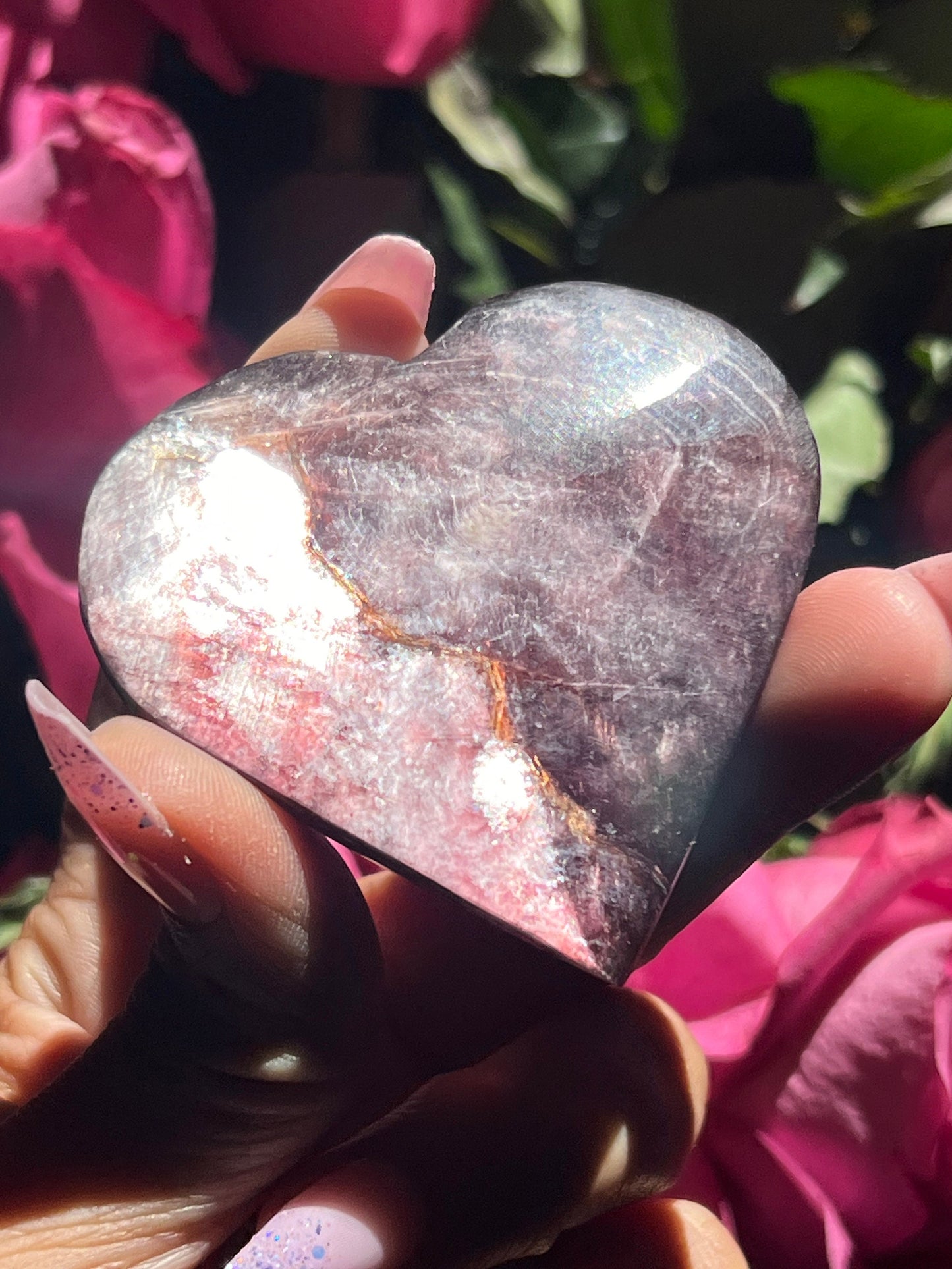Flashy Purple Mica Heart, Lepidolite Heart, Crystal hearts, Gem Lepidolite, Mica Palm stone, Crystal Jewelry, Crystal Gifts, Small