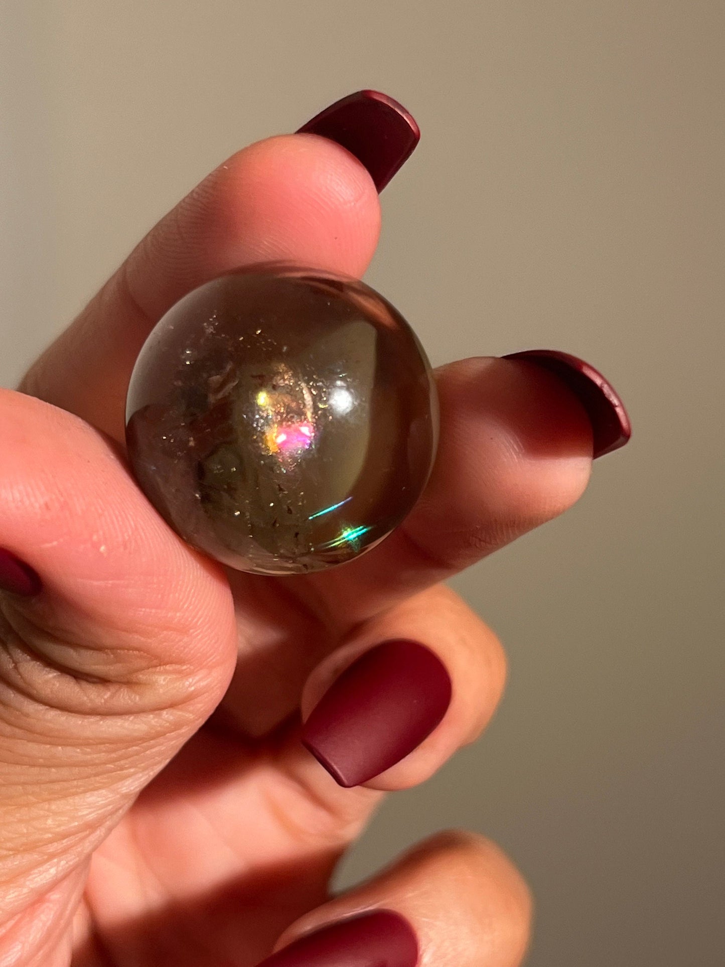 Small Smoky Quartz Sphere, Rainbow Smoky Quartz, crystal ball with crown holder,