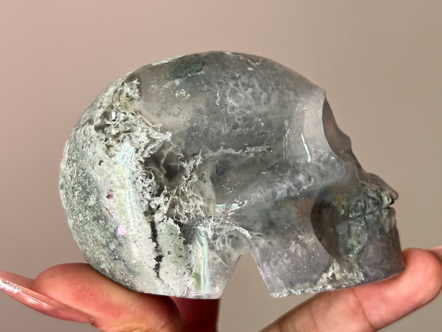 Moss Agate Skull, Druzy Moss Agate, Moss Agate Crystal, Crystal Gifts, Metaphysical Gifts, Witch Decoration, Crystal Skulls, SMALL