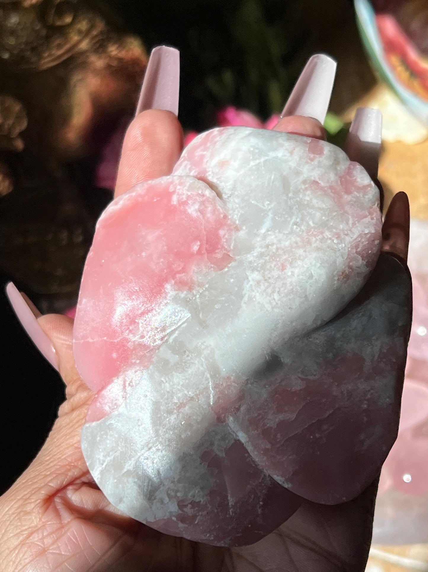 Pink Opal Rose, Pink Opal, Floral Crystal Carving, Heart Chakra Healing Crystal, Crystal Flower, Crystal Gifts,