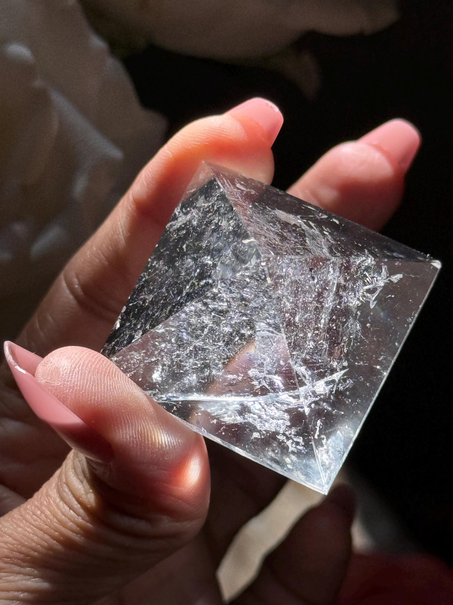 Small Natural Clear Quartz Pyramid, Rainbow Clear Quartz, Spiritual Home Decoration, Egyptian Pyramid Decoration, Small Pyramid