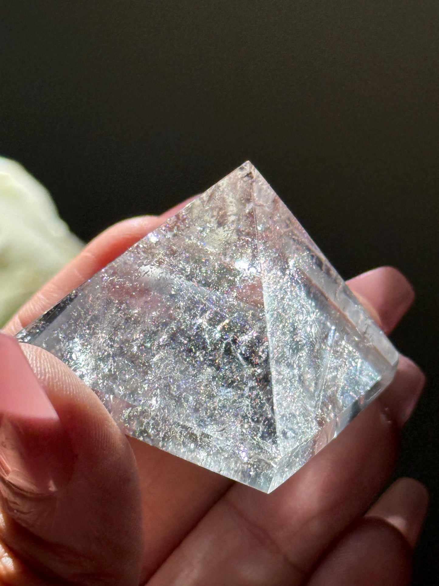 Small Natural Clear Quartz Pyramid, Rainbow Clear Quartz, Spiritual Home Decoration, Egyptian Pyramid Decoration, Small Pyramid