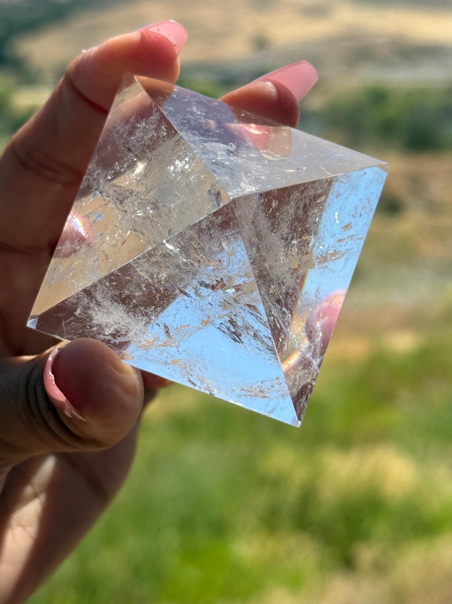 Natural Clear Quartz Pyramid, Rainbow Clear Quartz, Spiritual Home Decoration, Egyptian Pyramid Decoration, High Frequency Quartz, Pyramid