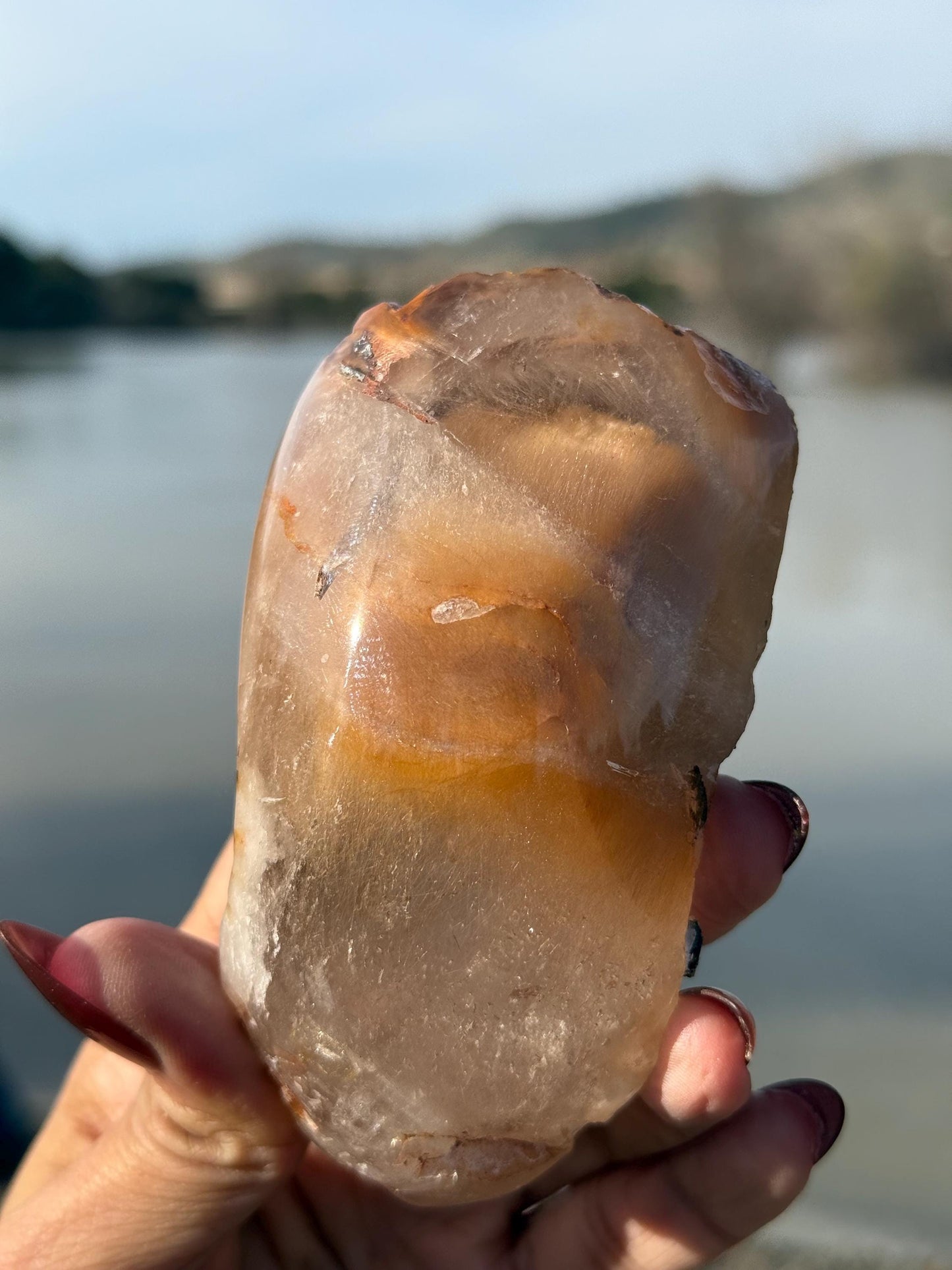 Rabbit Hair Quartz, Orange Rutilated Quartz, Amphibole Quartz, Orange Rutilated Quartz, Amphiboles, Rough Polished Amphibole