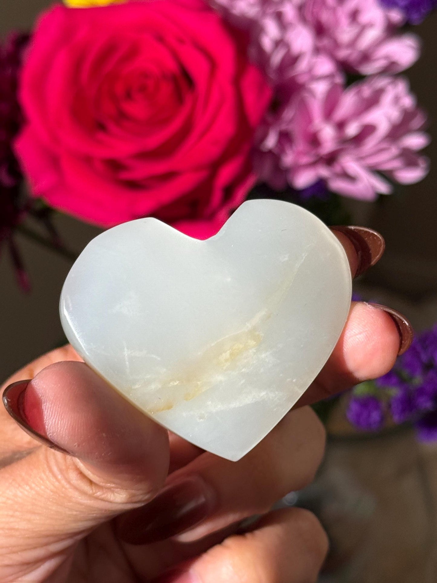 Sage Green Crystal Heart, Moon Stone Heart, Crystal Heart, Crystal Gifts,