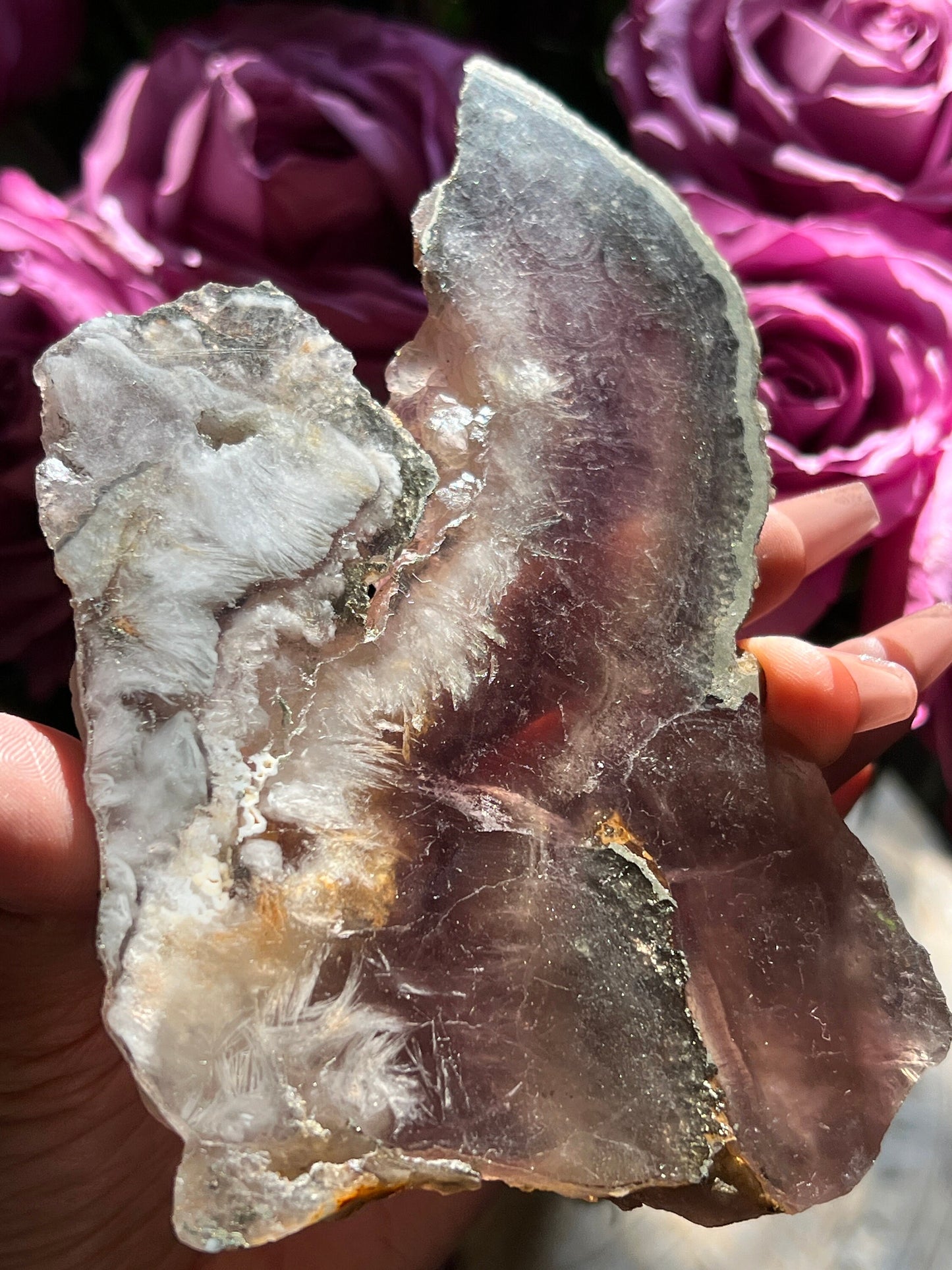 Small Fluorite slab with, Pyrite & Barite Slab, Fluorite slab, Crystal slabs, lavender fluorite, Crystal Gifts, Lavender Fluorite, SMALL
