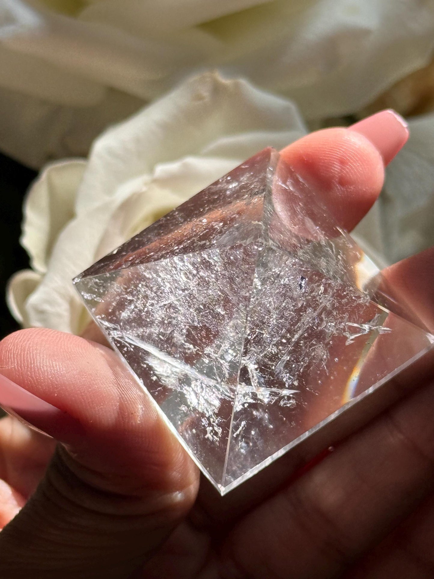 Small Natural Clear Quartz Pyramid, Rainbow Clear Quartz, Spiritual Home Decoration, Egyptian Pyramid Decoration, Small Pyramid