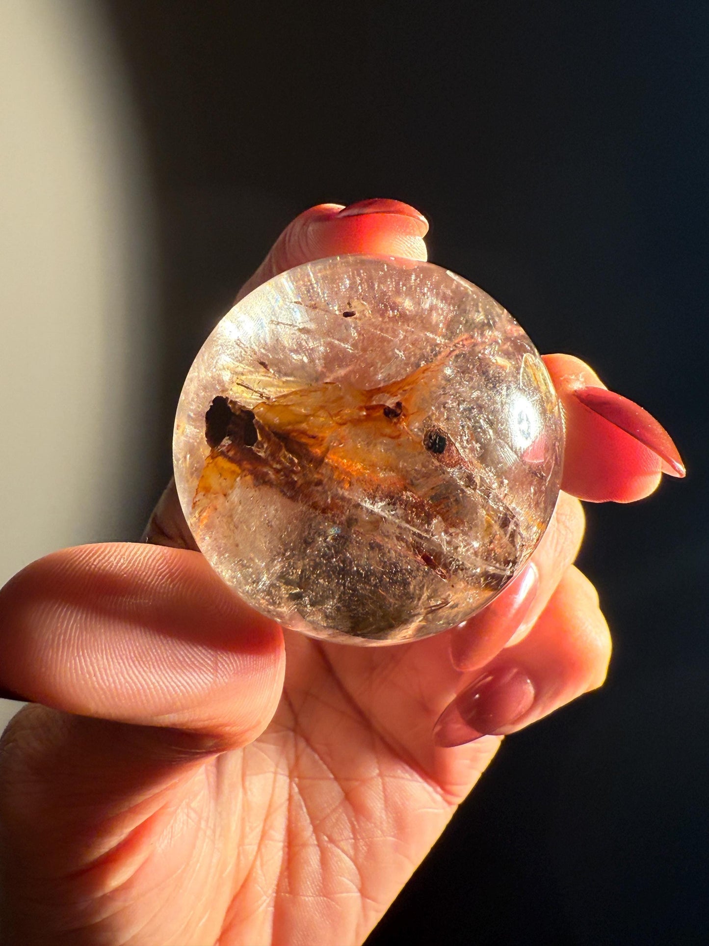 Red Rutile Quartz, Copper Rutilated Quartz Sphere, Copper Rutile, Rutilated Quartz, Crystals, Crystal Gifts, Unique Gift Idea,