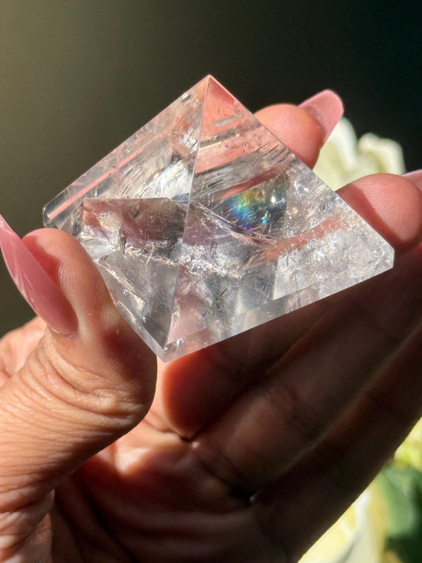 Natural Clear Quartz Pyramid, Rainbow Clear Quartz, Spiritual Home Decoration, Egyptian Pyramid Decoration, High Frequency Quartz, Pyramid