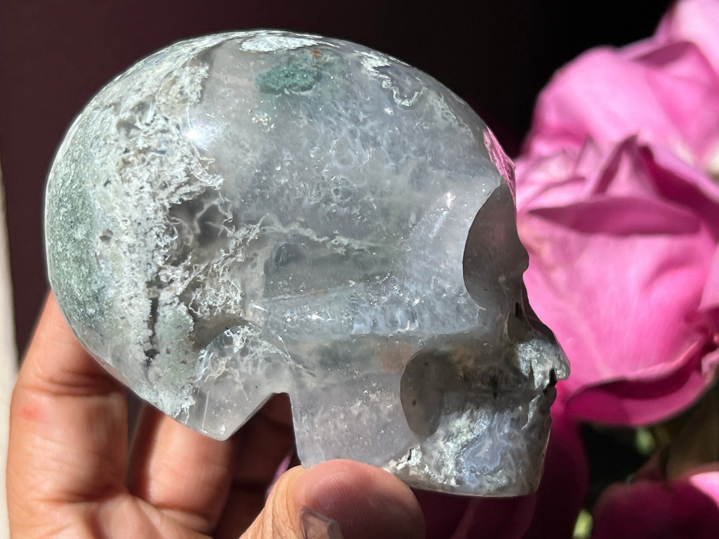 Moss Agate Skull, Druzy Moss Agate, Moss Agate Crystal, Crystal Gifts, Metaphysical Gifts, Witch Decoration, Crystal Skulls, SMALL