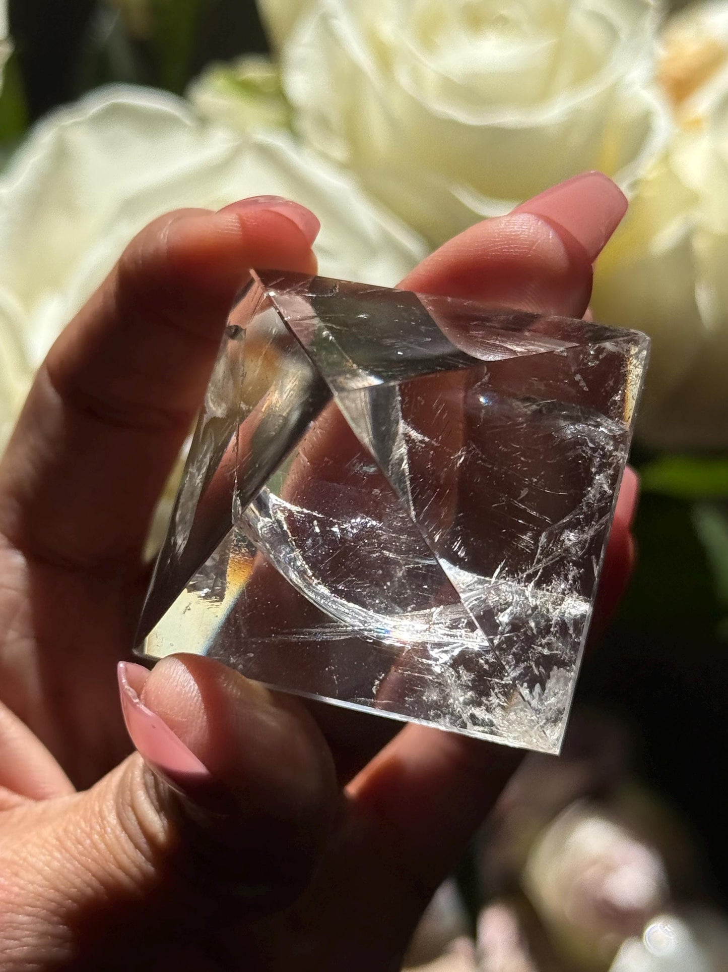 Natural Clear Quartz Pyramid, Rainbow Clear Quartz, Spiritual Home Decoration, Egyptian Pyramid Decoration, High Frequency Quartz, Pyramid