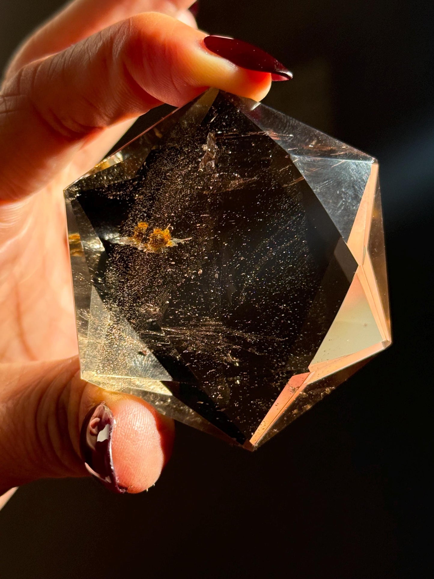 Crystal Hexagon Faceted Quartz, Star Of David Quartz, Faceted Smoky Quartz, Merkaba Quartz, Metaphysical Gifts, Crystal Gifts