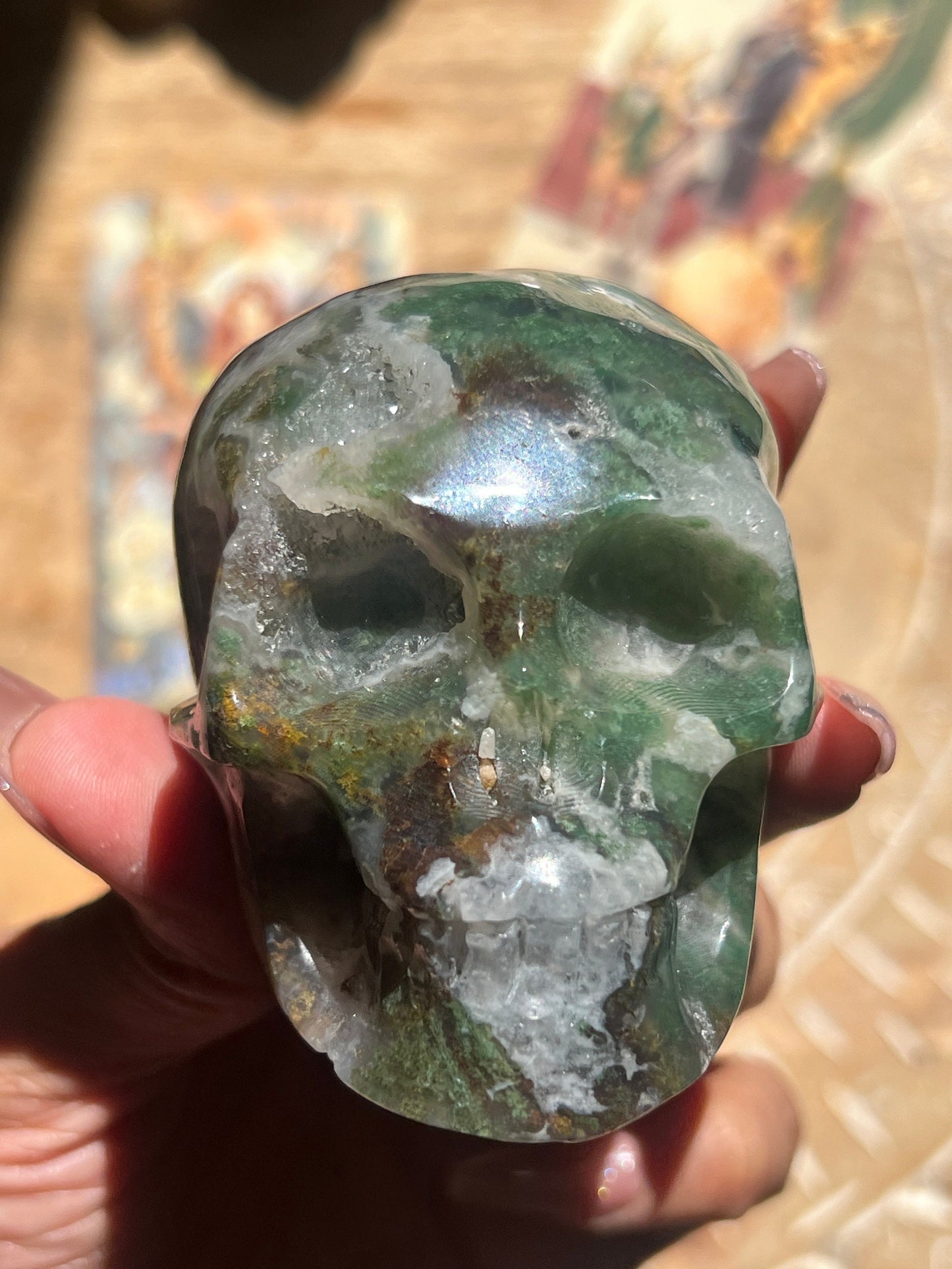 Moss Agate Skull, Druzy Moss Agate, Moss Agate Crystal, Crystal Gifts, Metaphysical Gifts, Witch Decoration, Crystal Skulls, SMALL