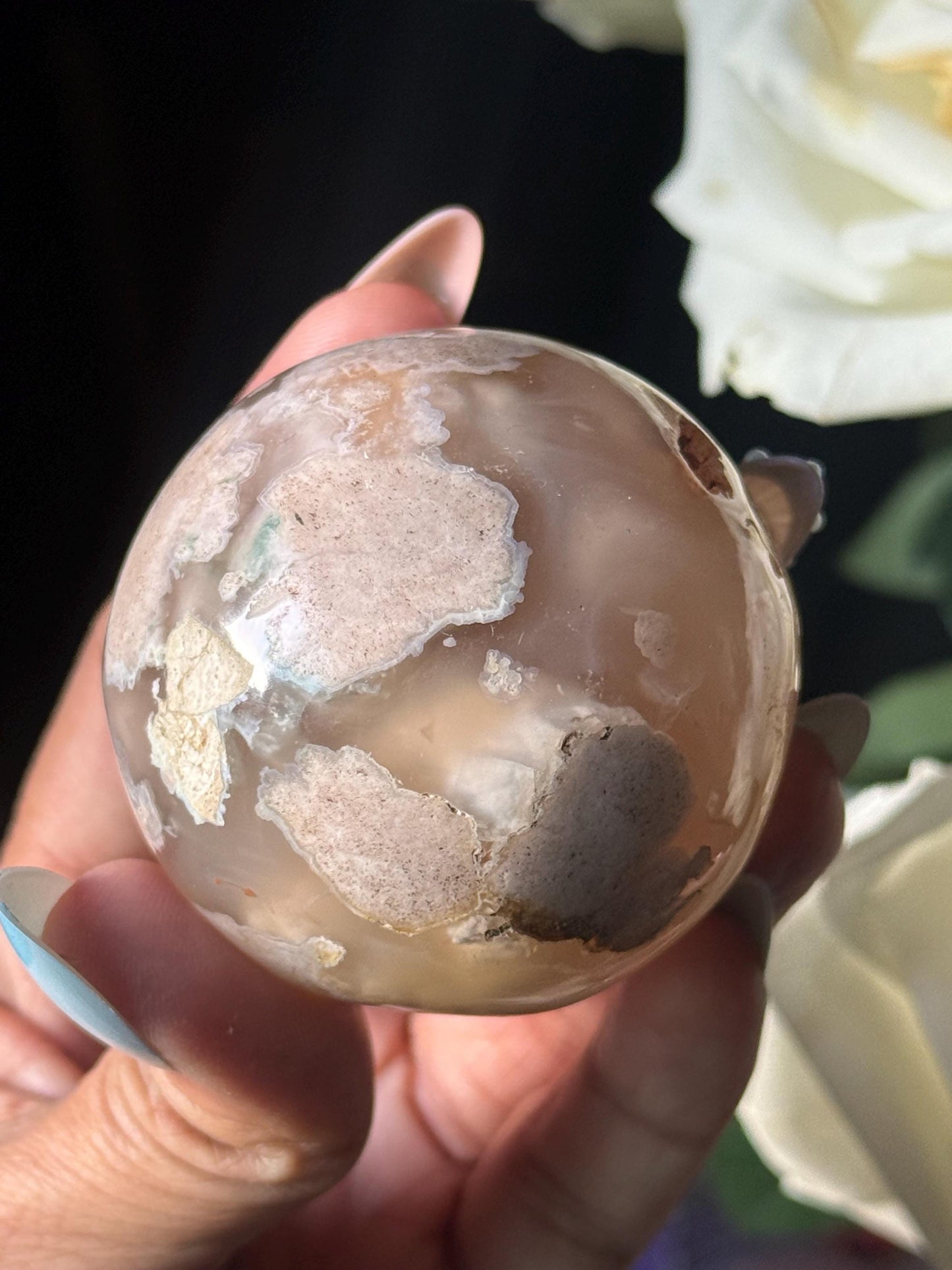 Flower Agate Sphere, Flower Agate, Small Flower Agate Sphere, Cherry Blossom Agate, Sakura Agate, Healing Crystals, SMALL