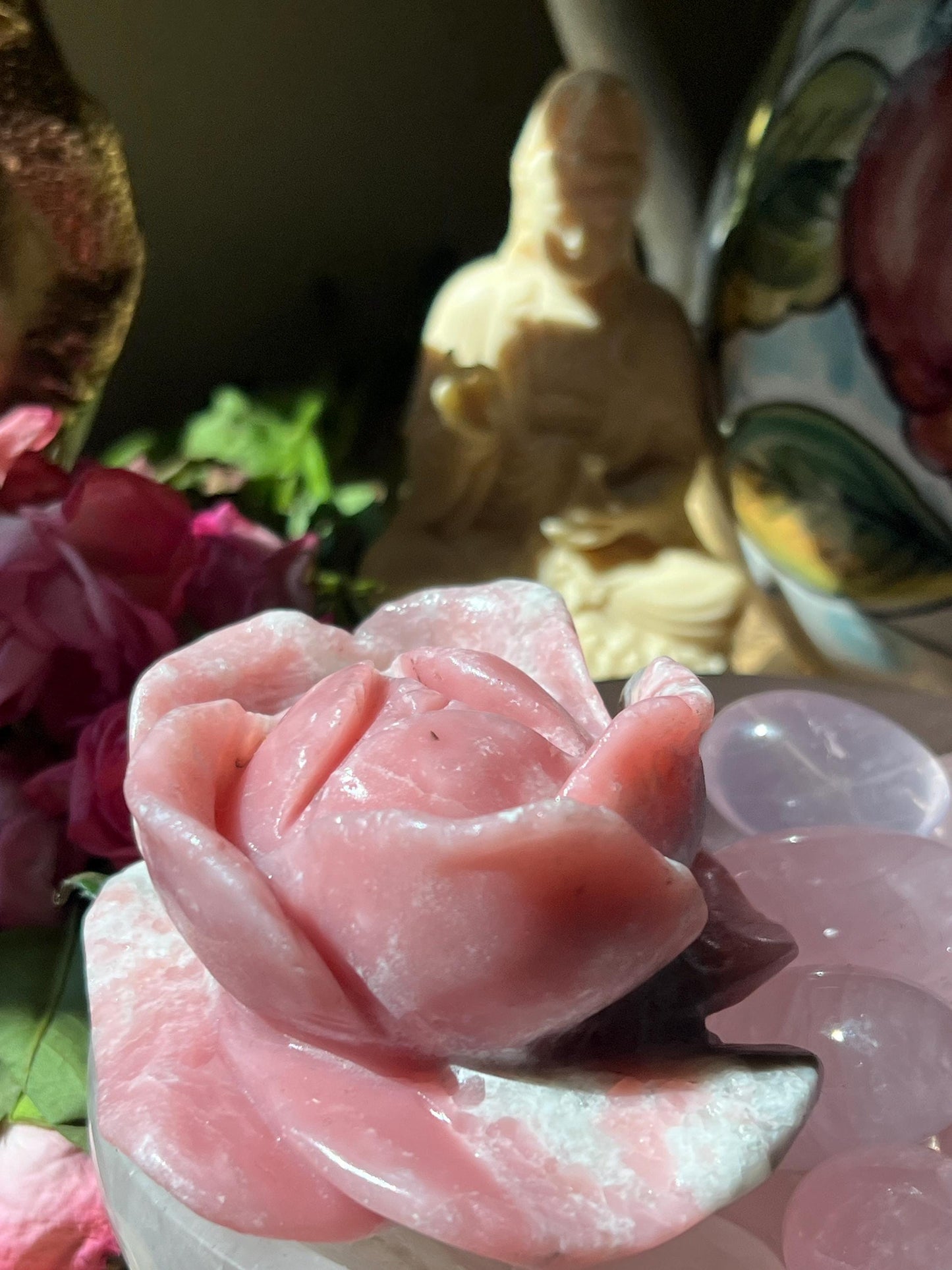 Pink Opal Rose, Pink Opal, Floral Crystal Carving, Heart Chakra Healing Crystal, Crystal Flower, Crystal Gifts,