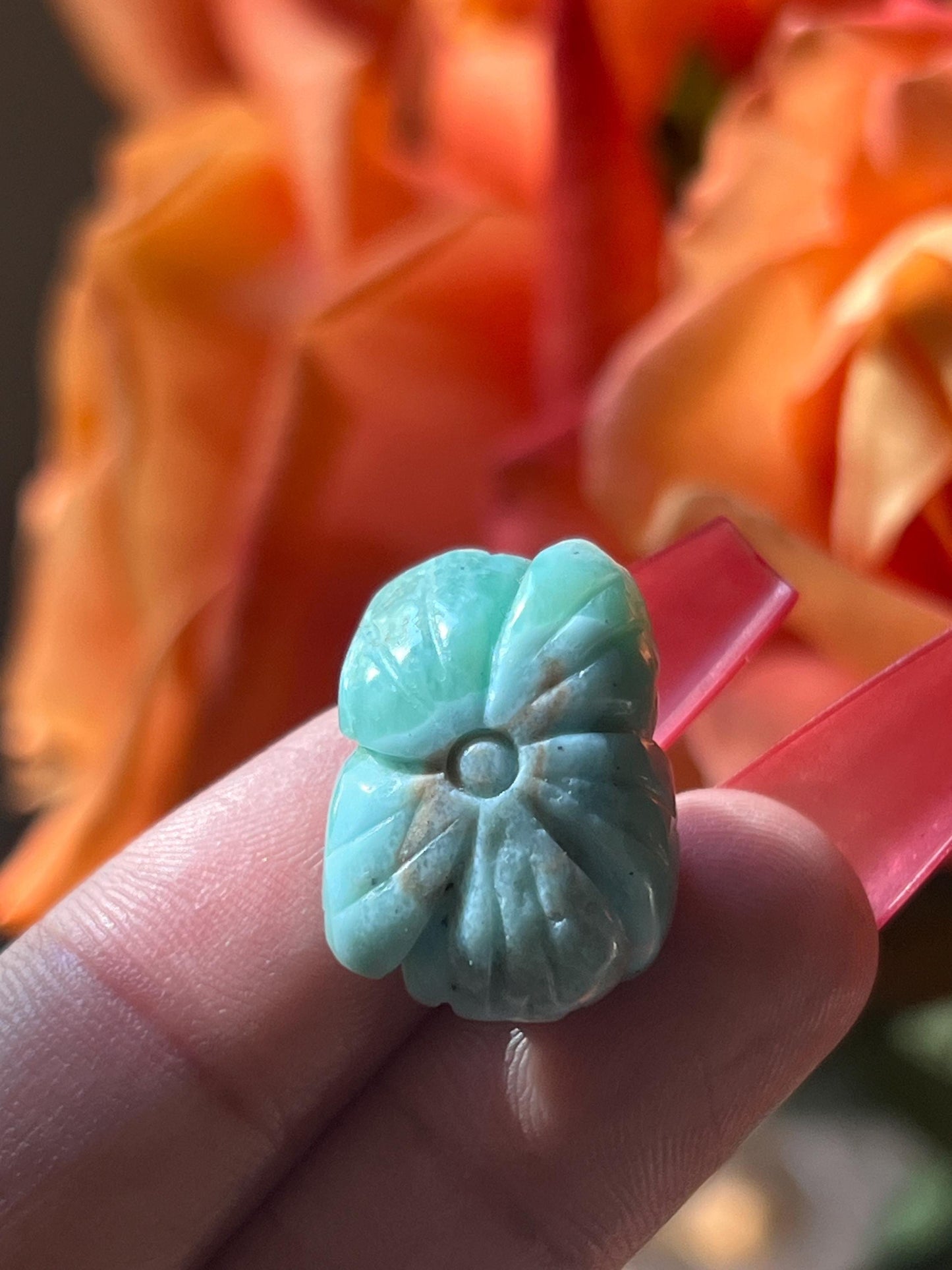Precious Larimar Flower, Larimar Charm, Larimar Flower, Larimar Cab, Larimar stone cabs, Crystal Gifts, Spiritual Gifts, Crystal Jewelry