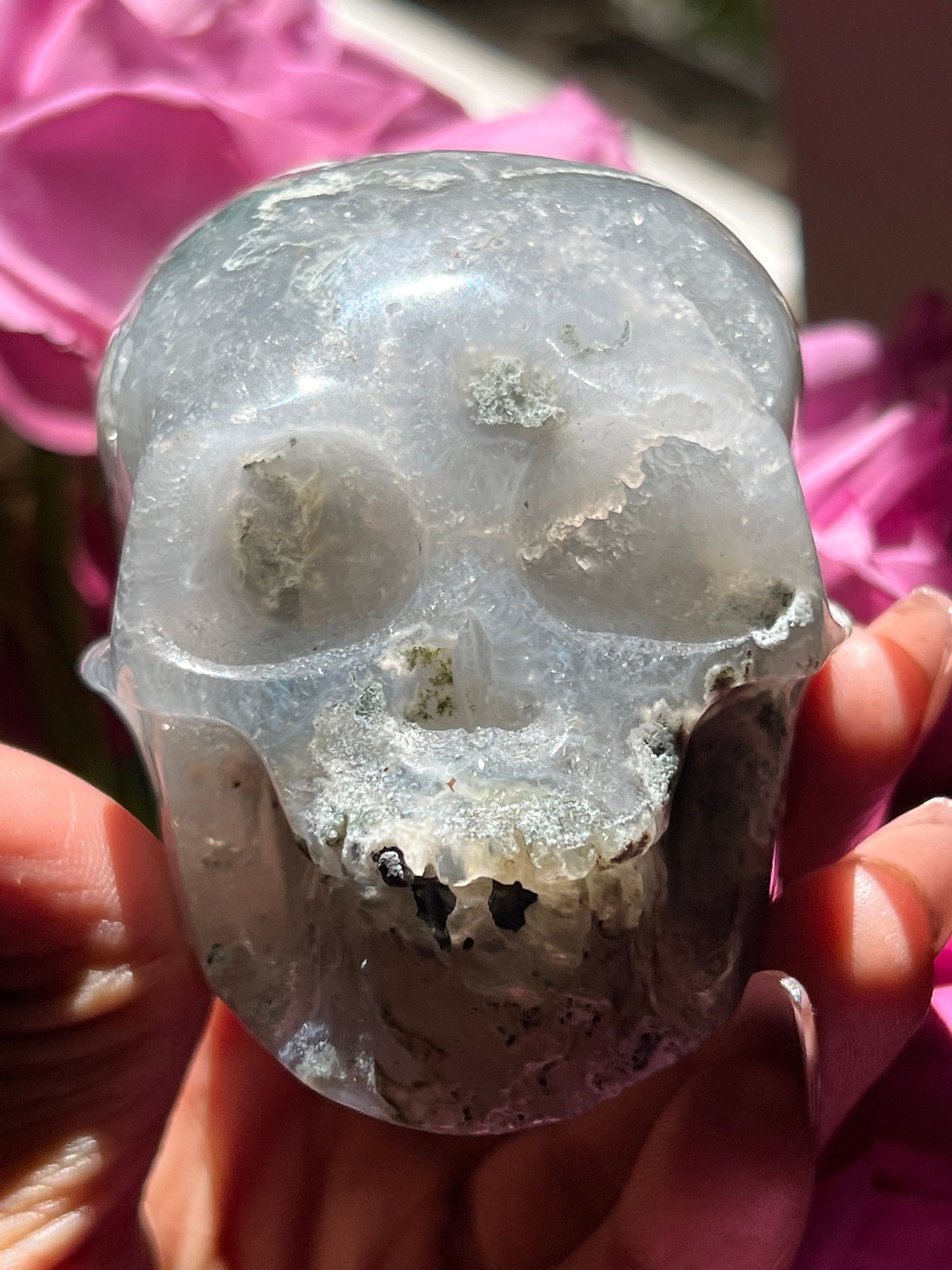 Moss Agate Skull, Druzy Moss Agate, Moss Agate Crystal, Crystal Gifts, Metaphysical Gifts, Witch Decoration, Crystal Skulls, SMALL