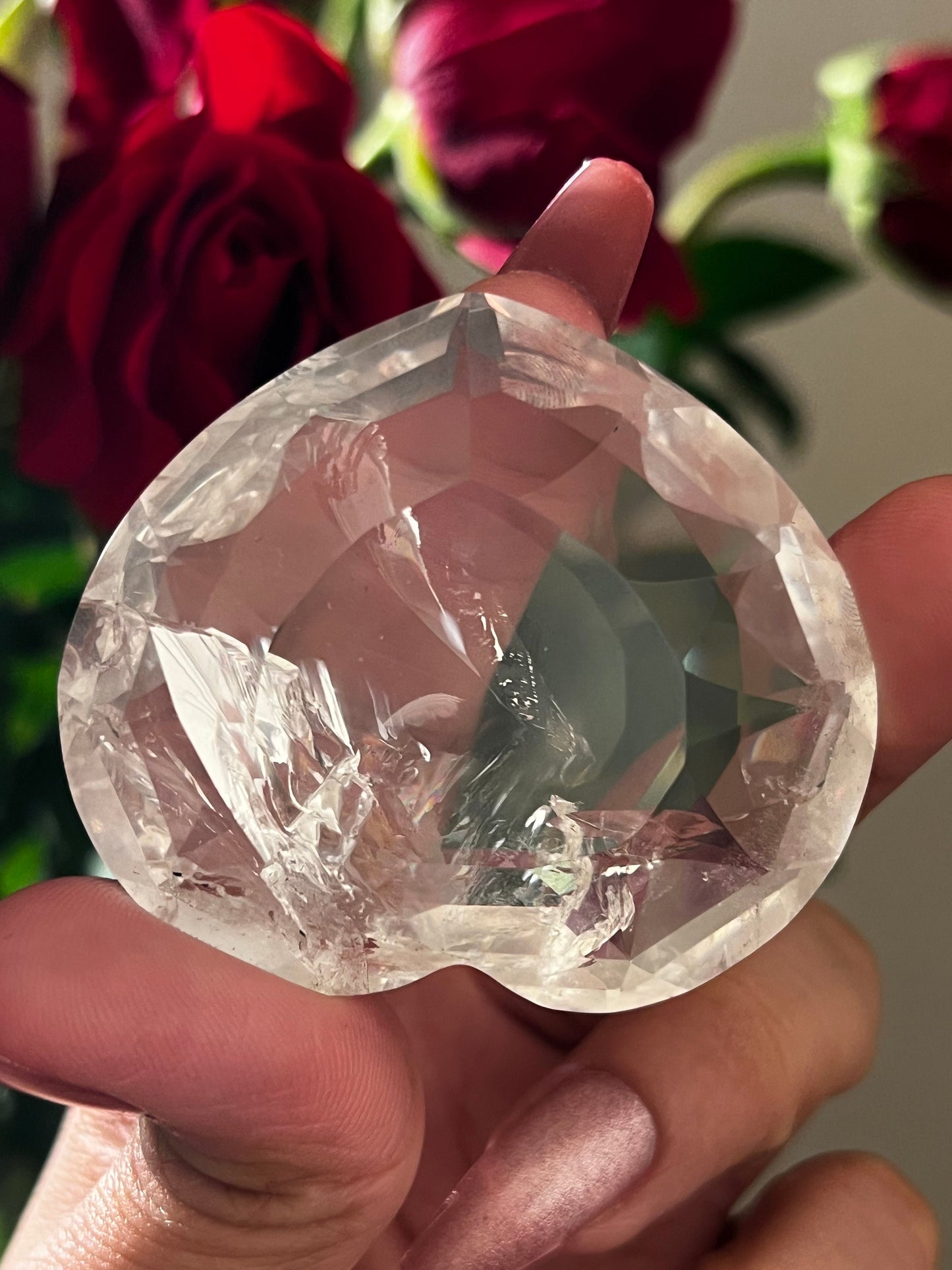 Gem Grade Quartz Heart, Faceted Heart From Brazil, Highest Quality Clear Quartz, Crystal Heart, Gift For Her, High Grade Gemstone,