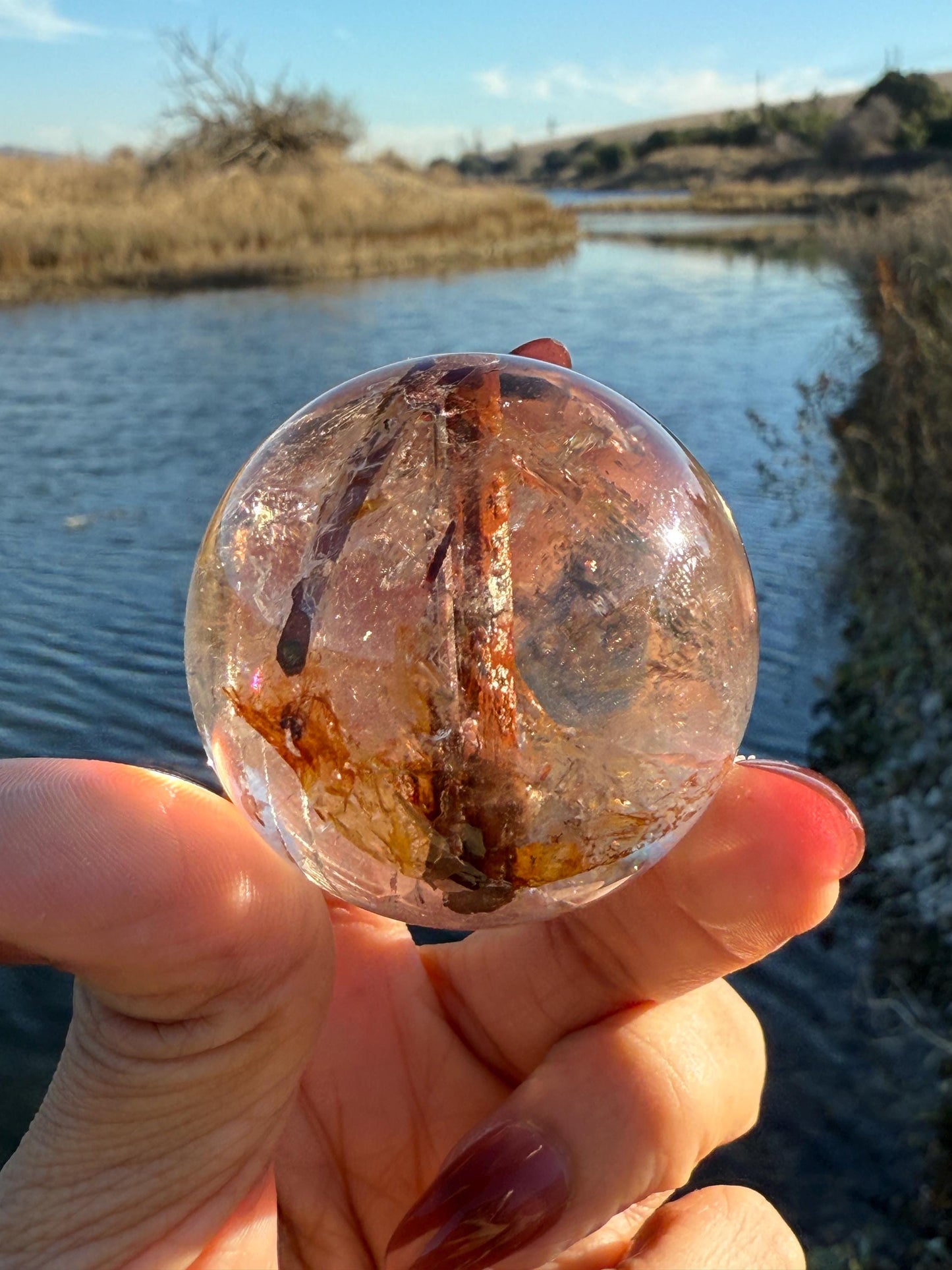Red Rutile Quartz, Copper Rutilated Quartz Sphere, Copper Rutile, Rutilated Quartz, Crystals, Crystal Gifts, Unique Gift Idea,